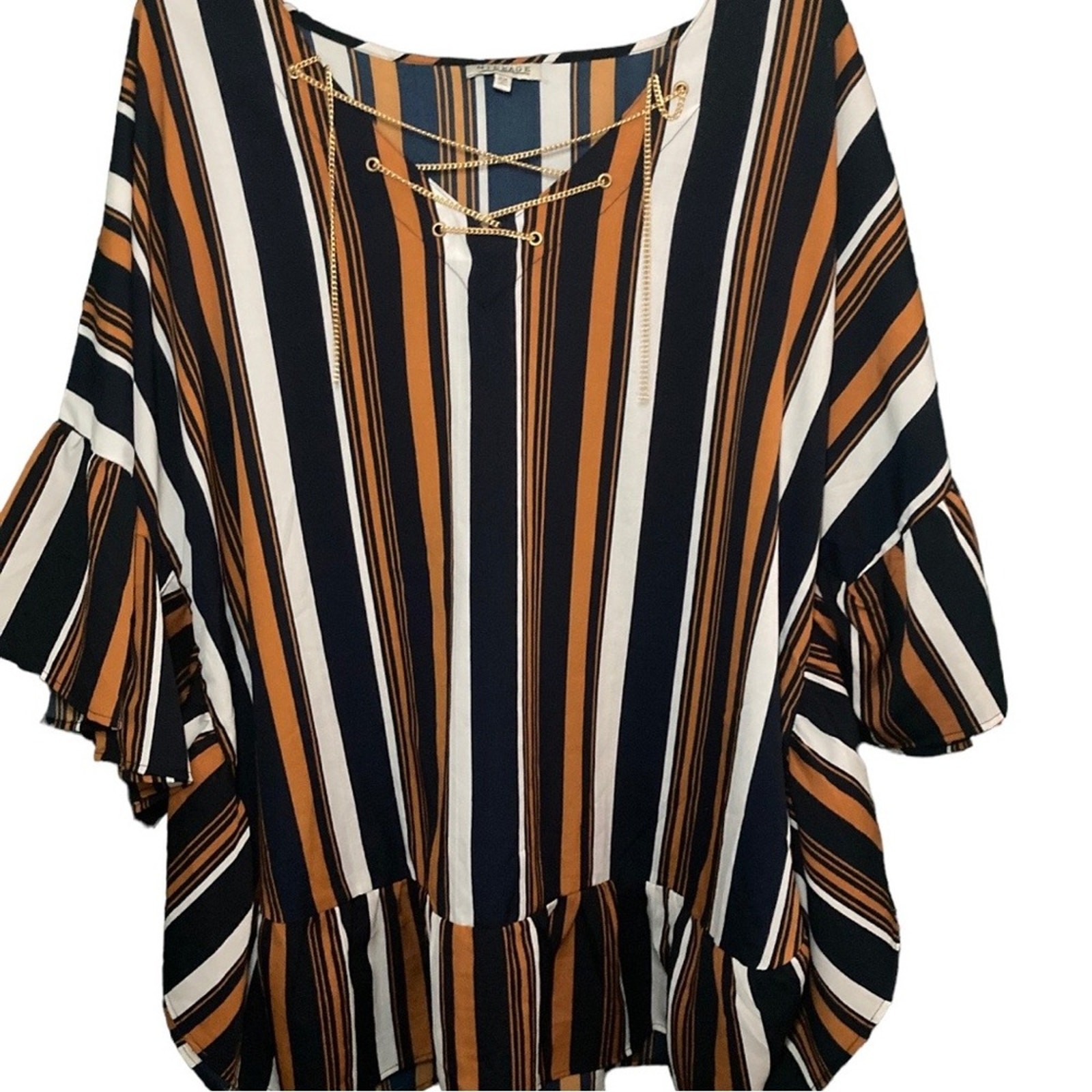 Striped Mileage Blouse With Chain Detail