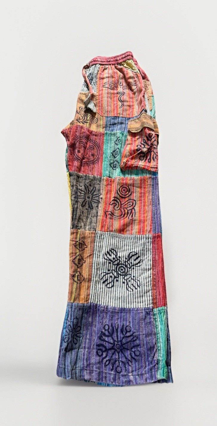Rising International Patchwork Cargo Pants Women’s S Boho Nepal Hippy Vtg 90s