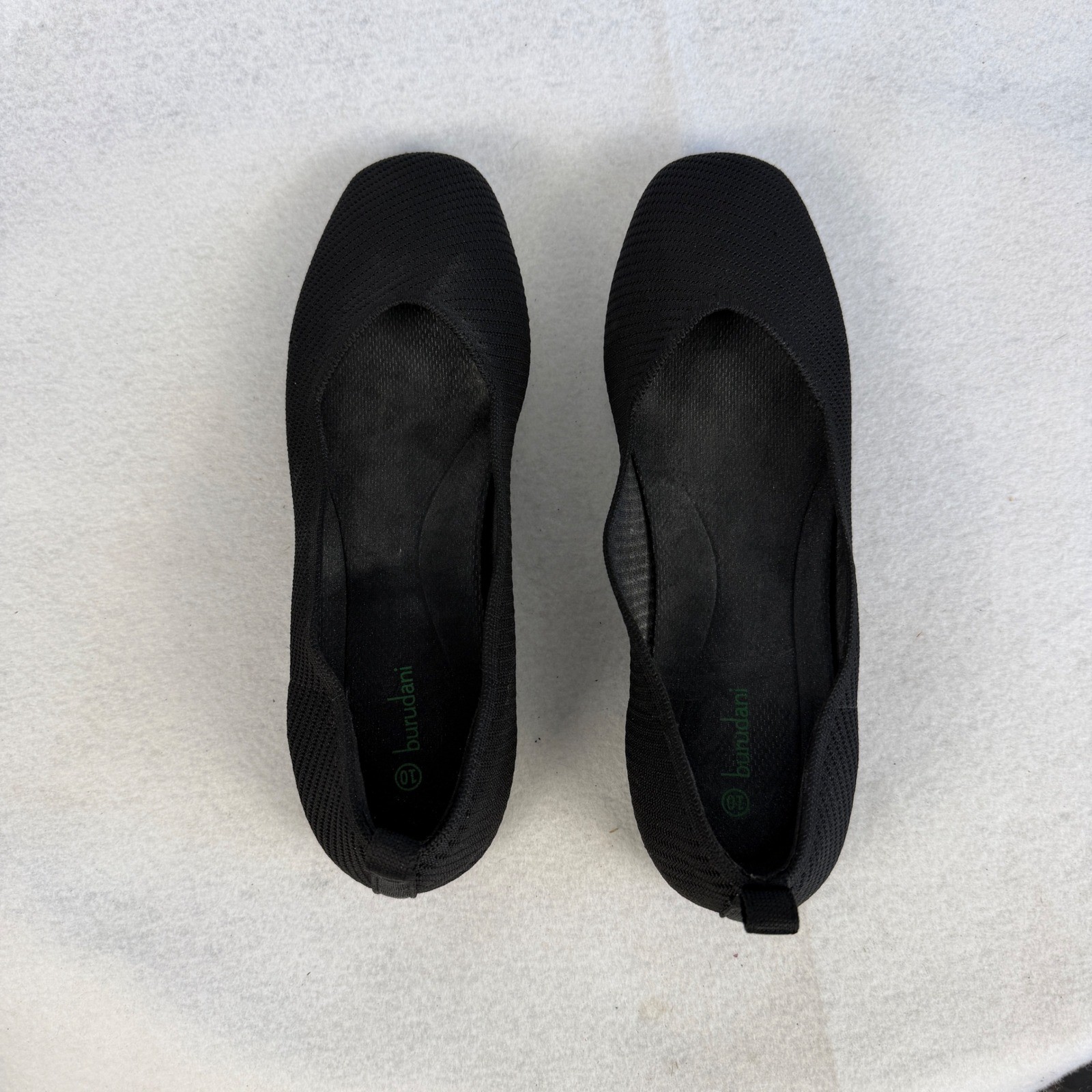 Burudani Black Knit Square Toe Ballet Flats Womens US 10 UK 8 Casual Office