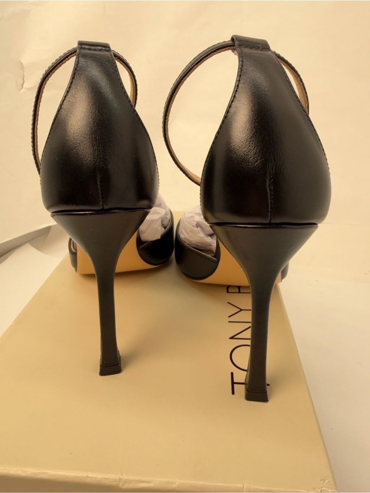 Tony Bianco Aztec Heel in Black Como leather high heel ankle strap pointed toe