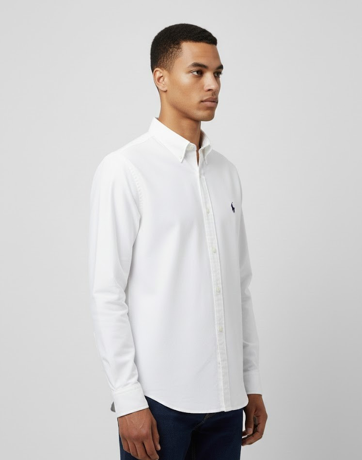 Polo Ralph Lauren White Oxford Shirt Black logo Classic Fit All Sizes Brand New