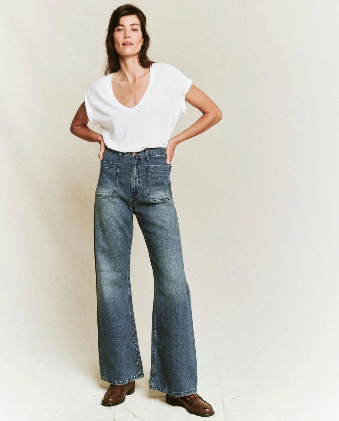 THE GREAT. DENIM THE DOCK JEAN MARINA WASH SIZE 28