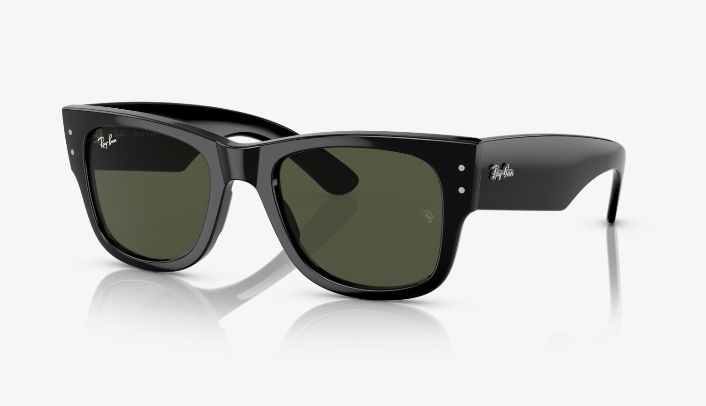 Ray-Ban Mega Wayfarer Sunglasses RB0840S 901/31 Black Frame Green Lens 51-21 145