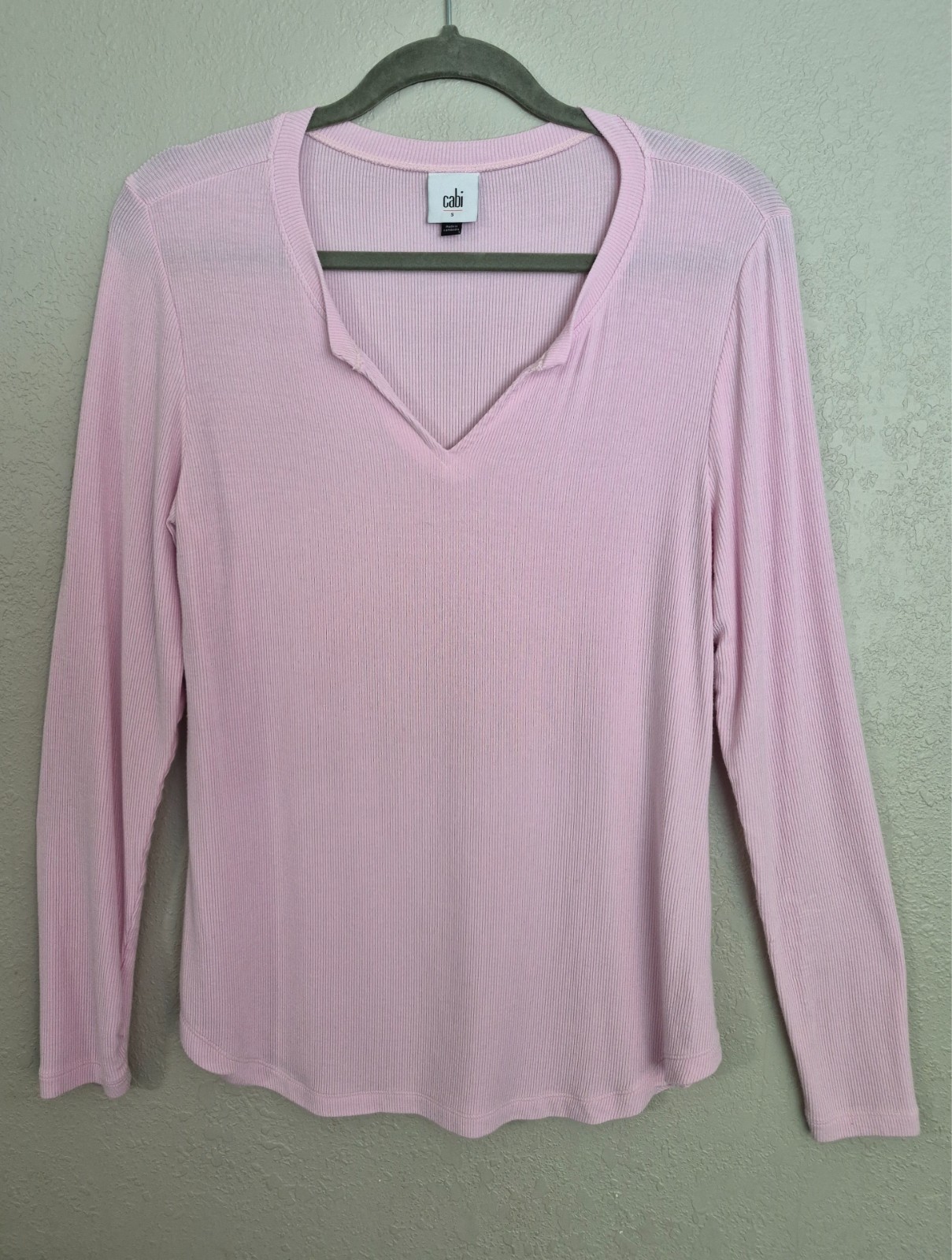 CAbi #4366 Simple Thermal Carnation Pink Ribbed Stretch Long Sleeve Size Small