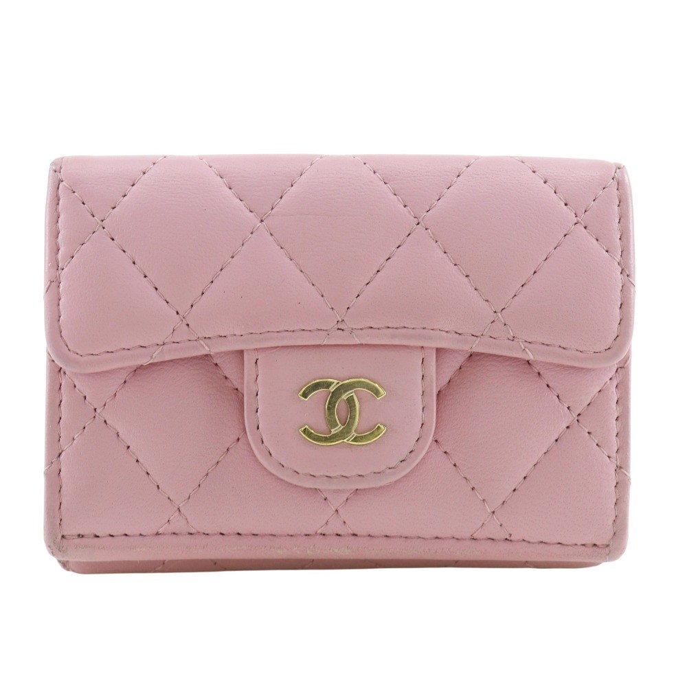CHANEL Matelasse Tri-fold wallet AP0230 Small flap wallet Classic gold lam…