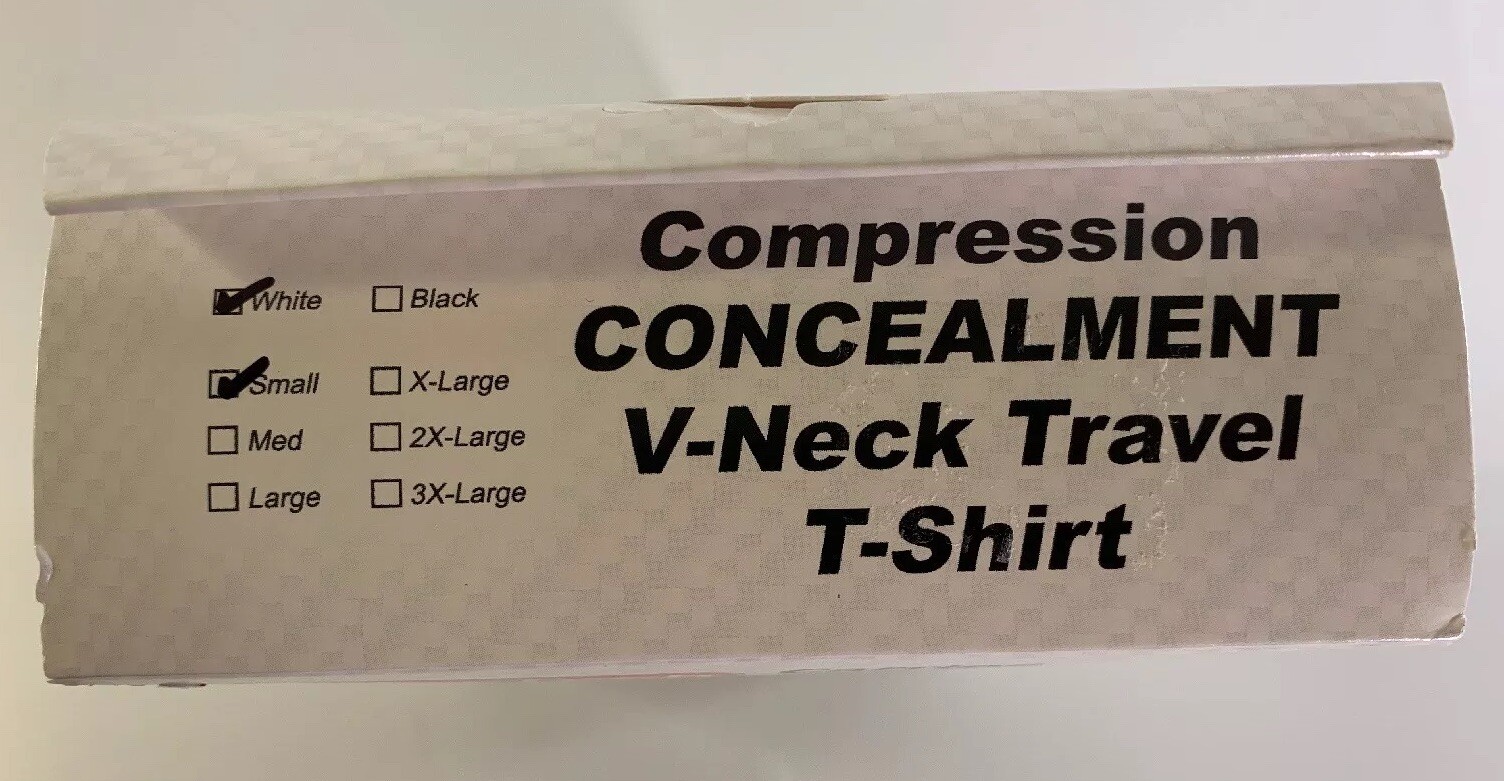 Small Compression Concealment V-Neck Travel T-shirt UnderTech Undercover White
