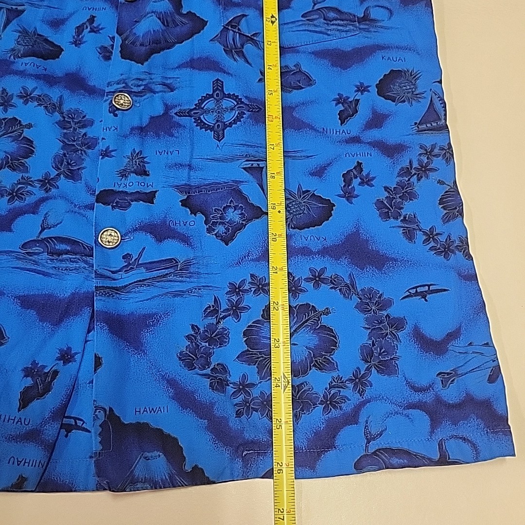 Ui-Maikai Hawaiian Shirt Mens Small? Blue Floral Nautical Compass Vintage