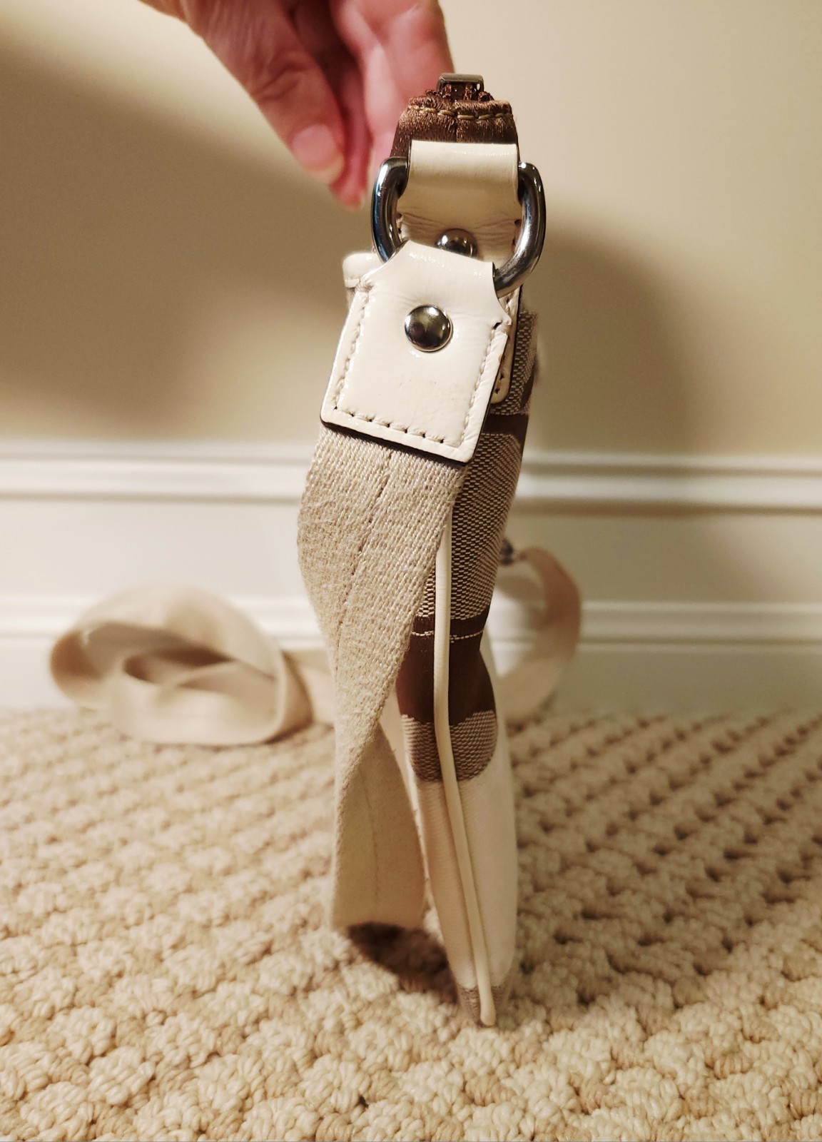Coach | Vintage Small Brown Monogram CC Canvas Beige Crossbody Bag Pouch Purse