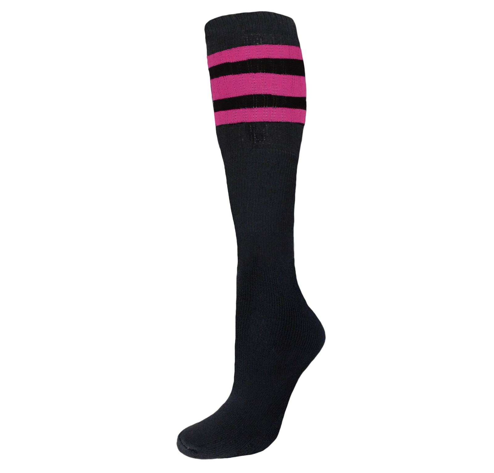 12 PAIRS BLACK STRIPED TUBE SOCKS COTTON FULL CUSHION OLD SCHOOL SOCKS 22 INCH