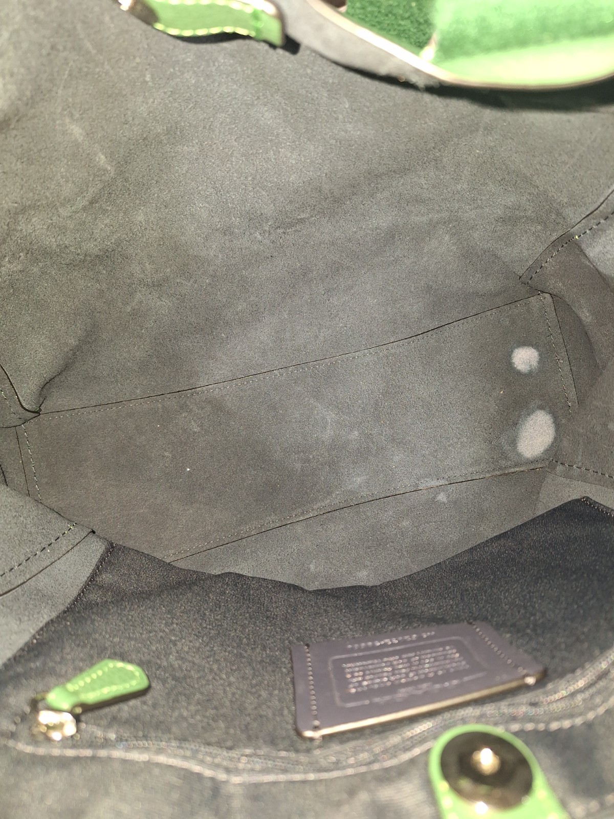 Green leather coach purse 13 inches width 9 inches length 9 inches deep