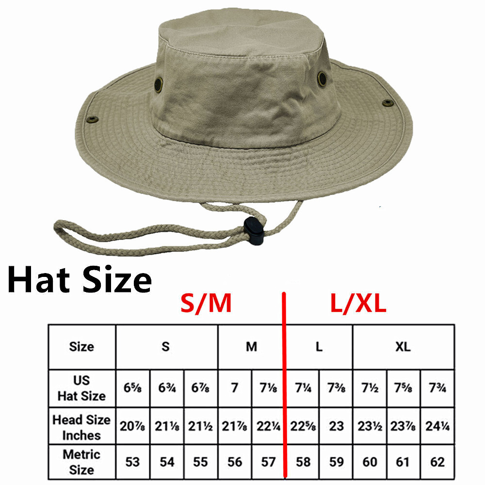 Unisex Summer Boonie Bucket Hat Cap 100% Cotton Sun Hunting Fish Safari Military