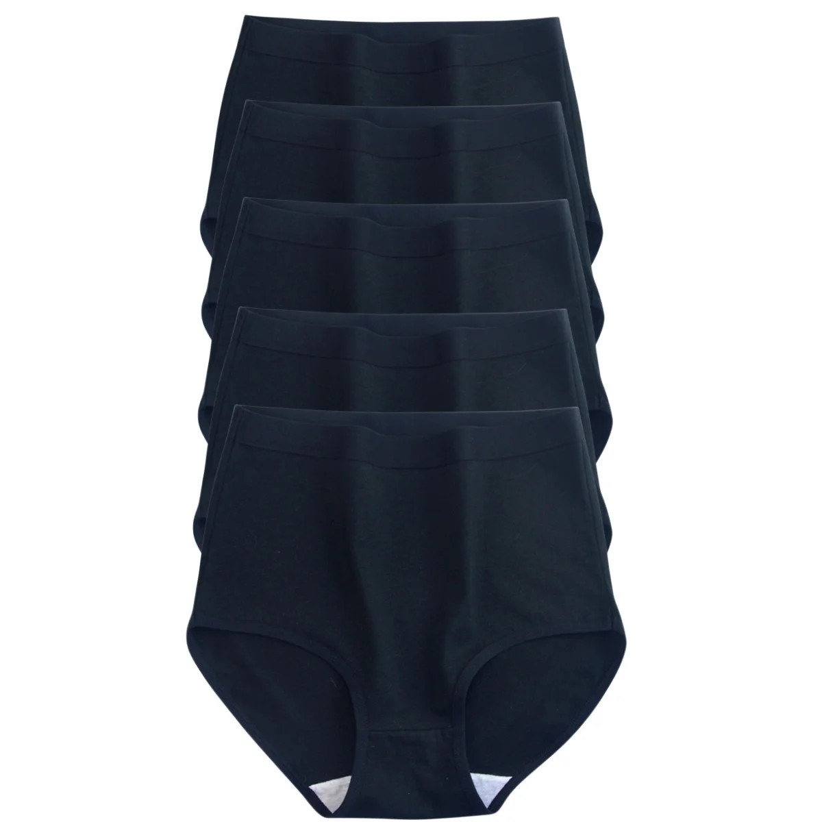 High Waist Cotton Panties Solid Women’s Soft Stretch Underwear M XXXL 5 Pcs