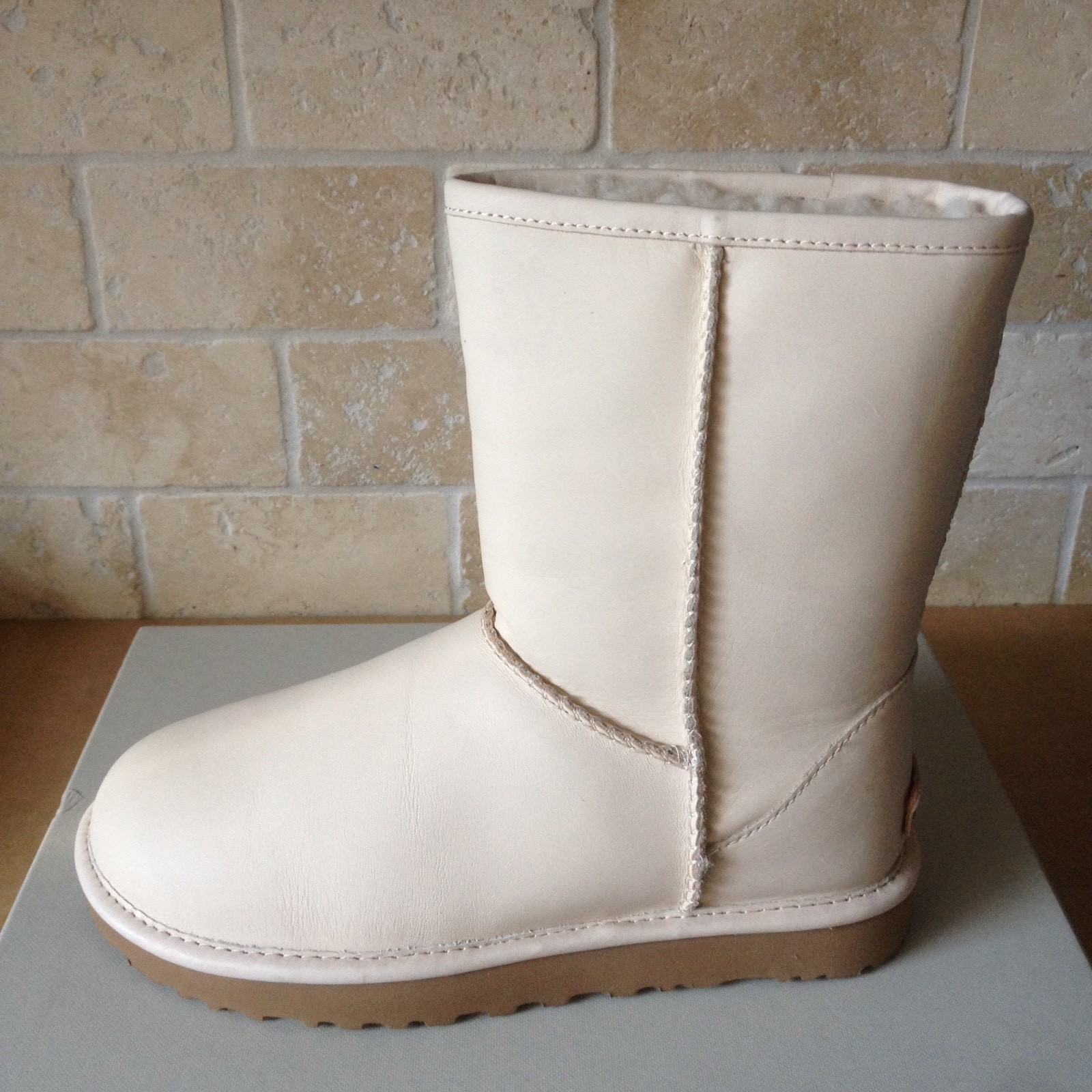UGG Classic Short Cashmere Pearl Water-resistant Leather Boots Size US 5 Womens