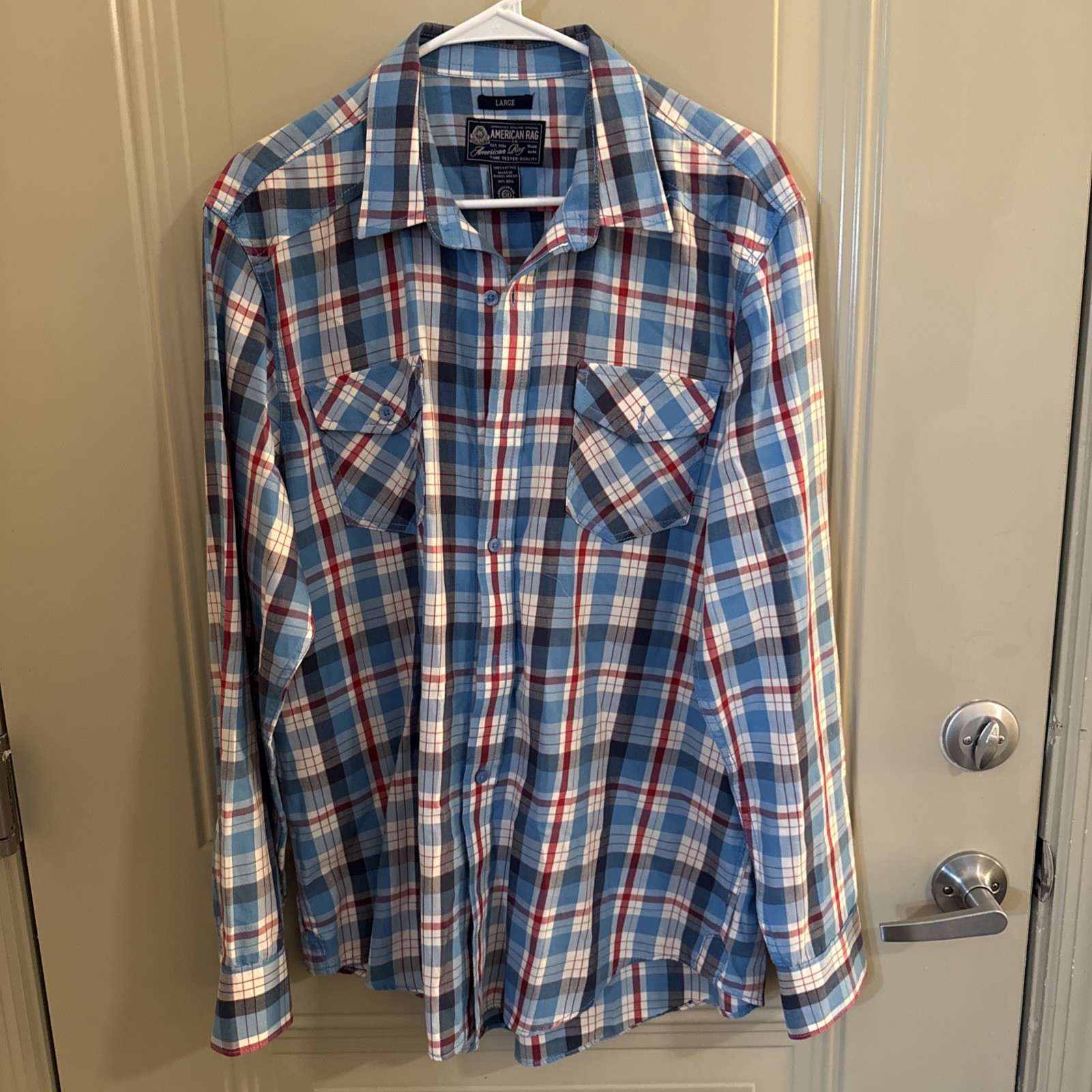 American Rag Men’s Size Large Plaid Button Long Sleeve Shirt