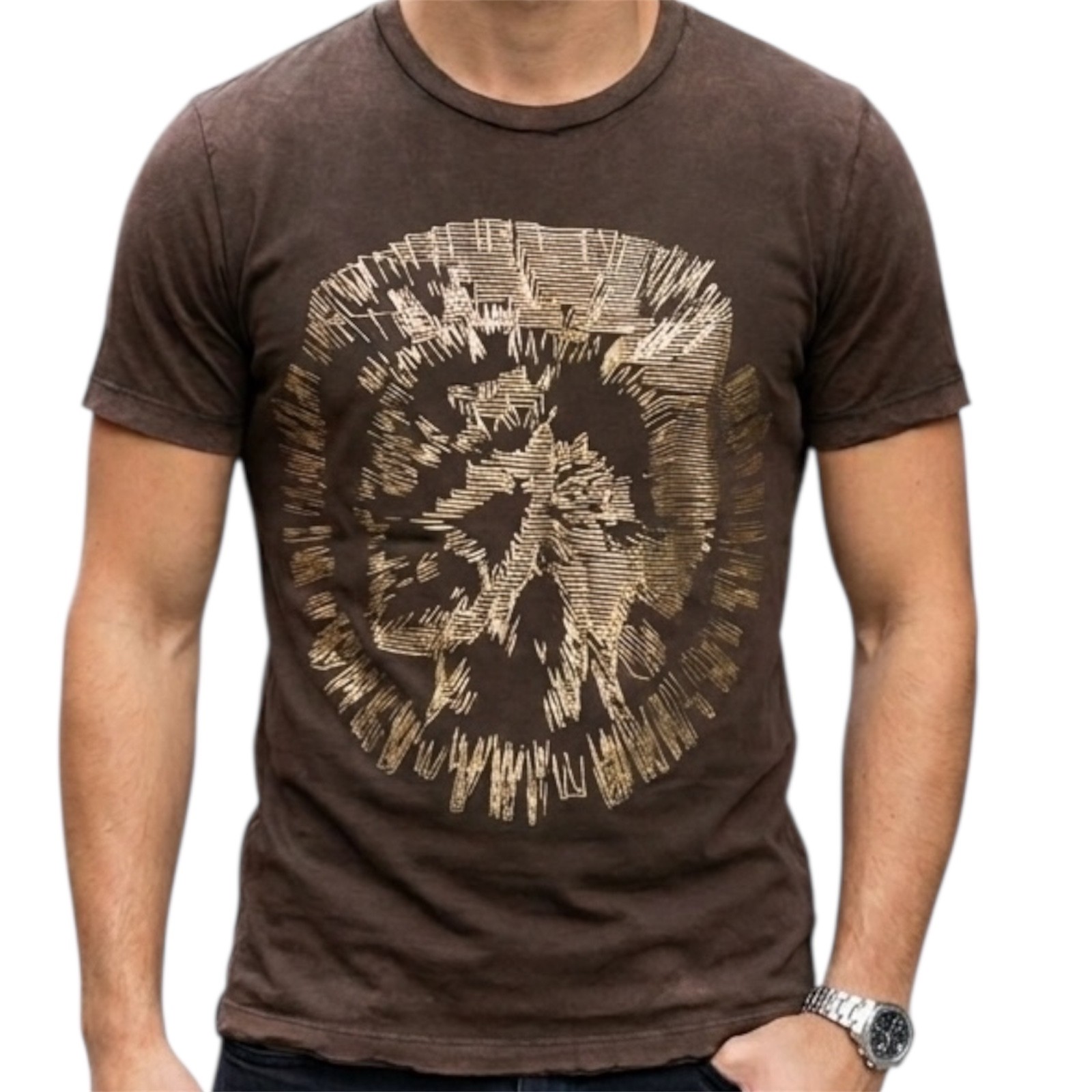 Vintage Y2K $98 DIESEL Brown MIREY Short Sleeve Slim Fit Designer T-shirt NWT