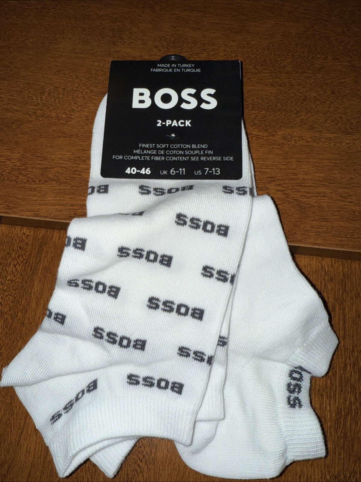 Hugo Boss- Ankle Socks – 2-Pairs – O/S – Large (US 7-13 / EU 40-46)
