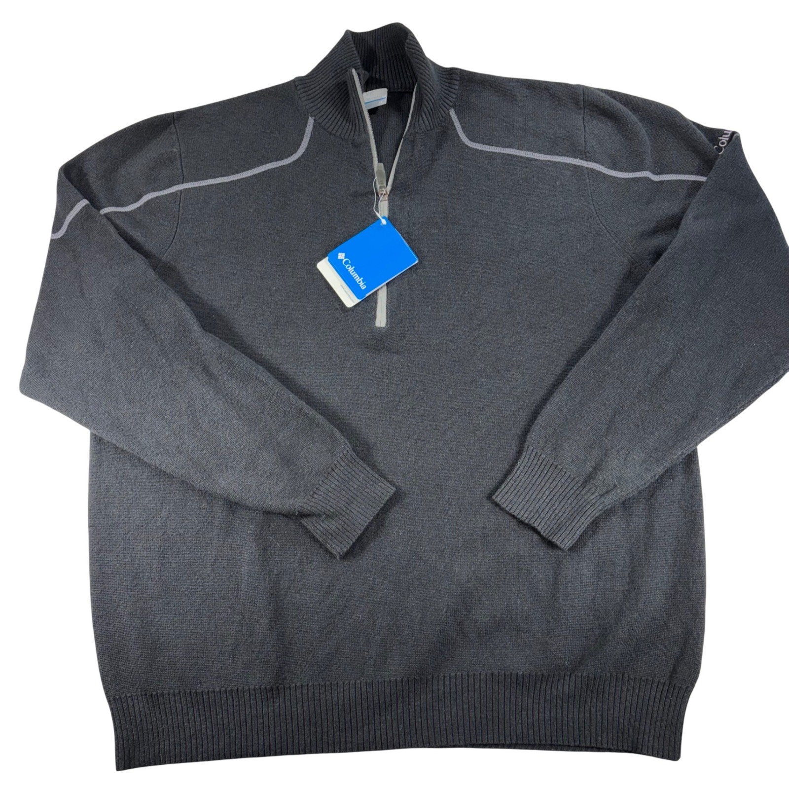 NEW Columbia Men’s XL Sweater Half-zip Black Gray Pullover Detail Gorpcore