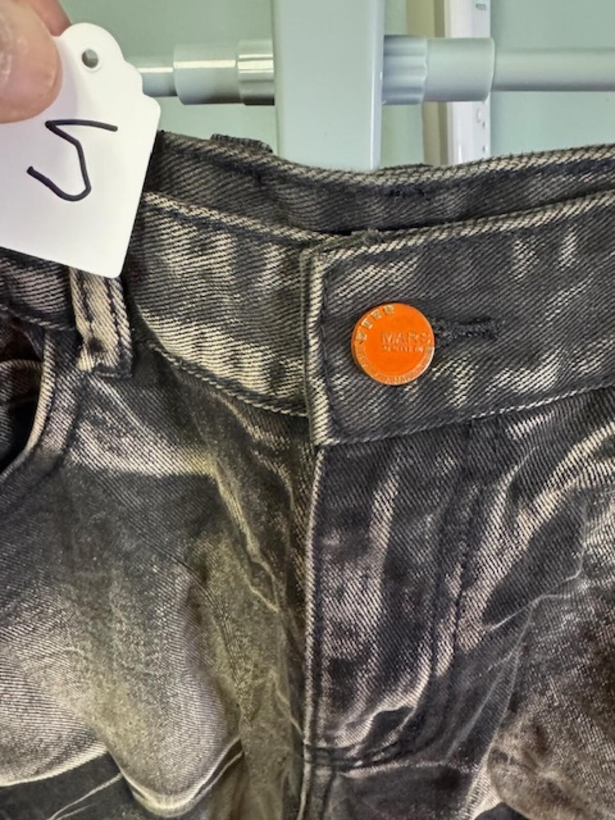 Mars Denim Men’s Moto Biker Jeans Size 34 Black Acid Wash Style 520