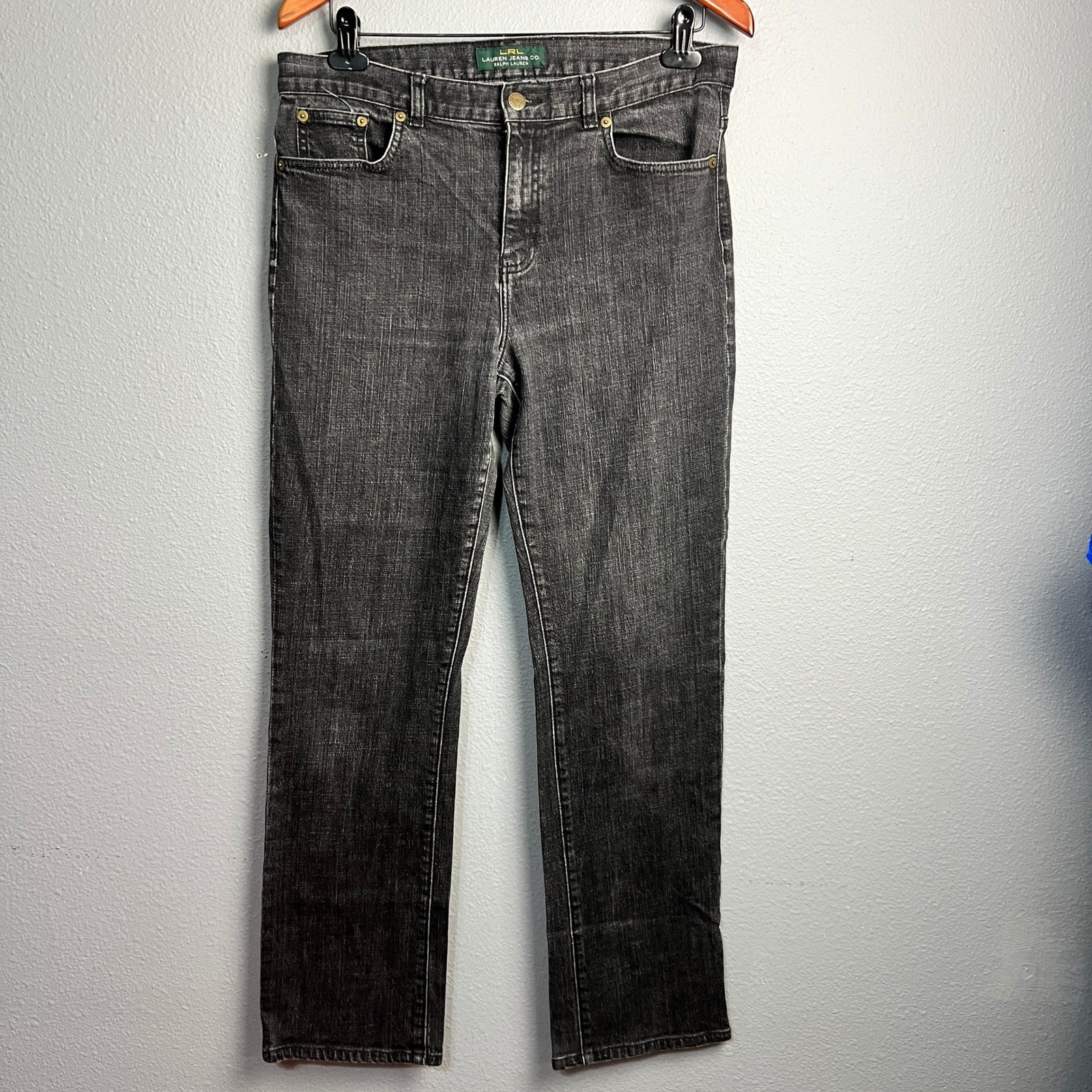 Lauren Jeans Co. Classic Straight Leg Black Wash Denim Jeans Y2K Grunge Size 10