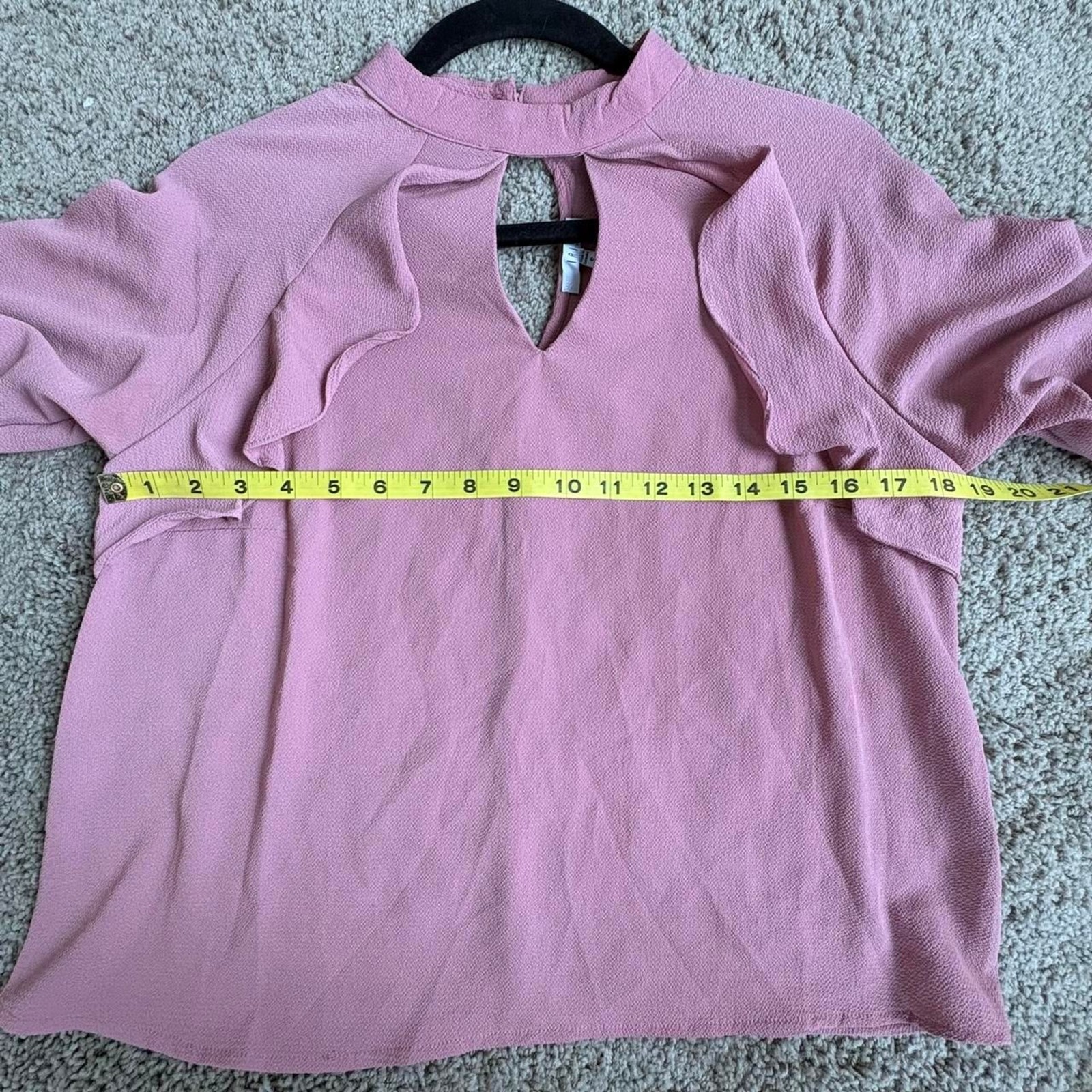 Iris Women’s Pink Ruffle Blouse With Keyhole Details