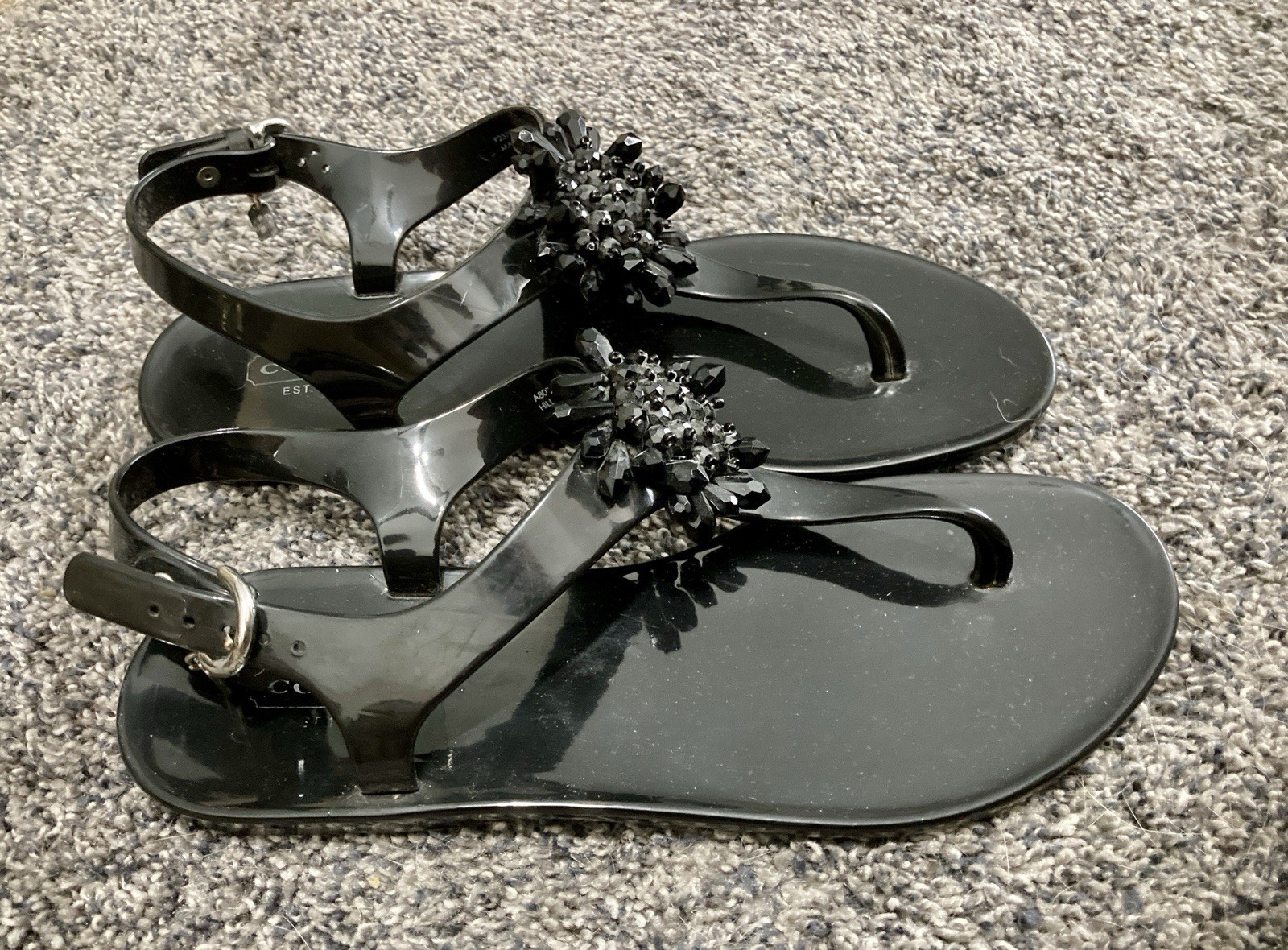 Coach Hilda Black Jelly Flat Sandals Shoes Women’s 8B