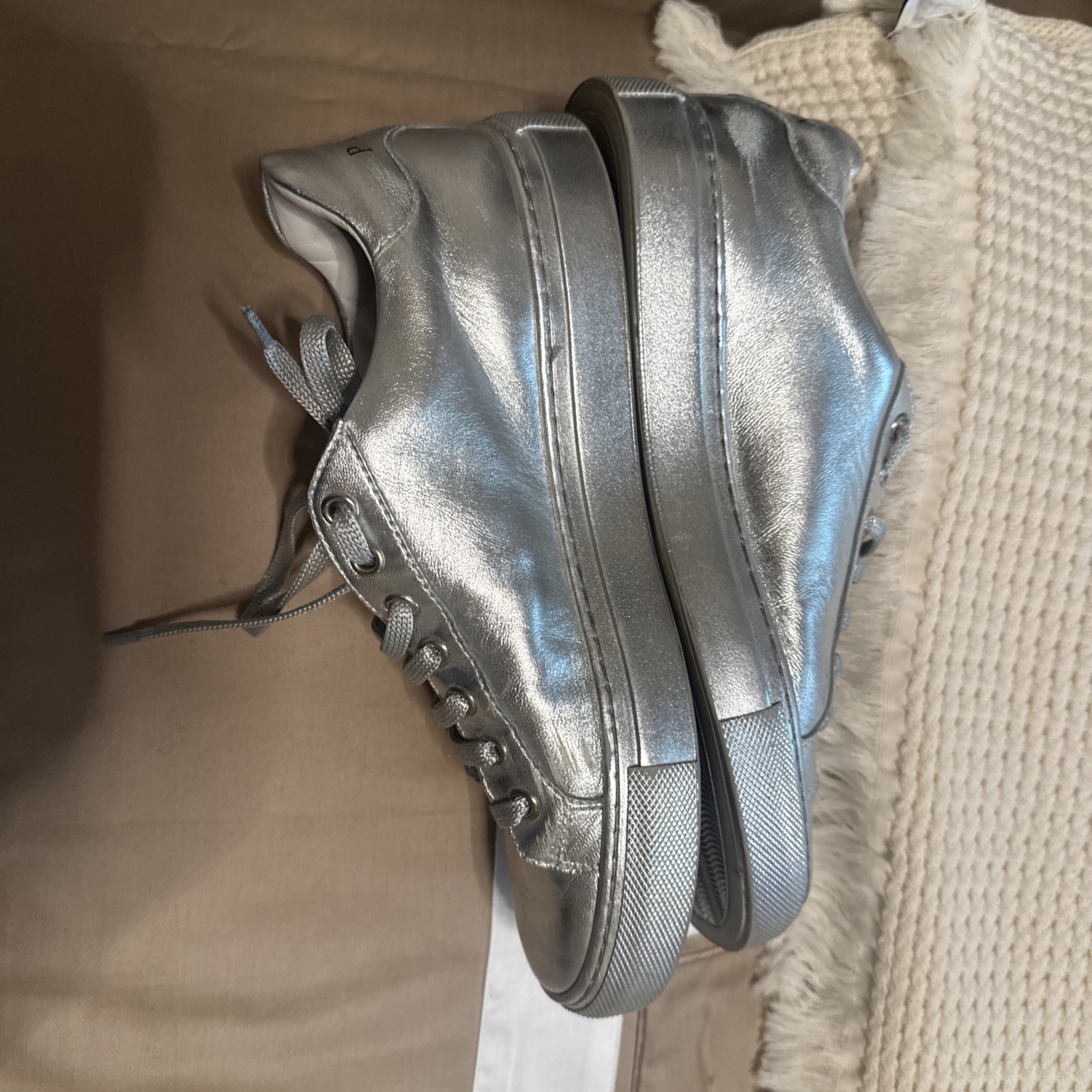 Philipp Plain Silver Sneakers Size 37