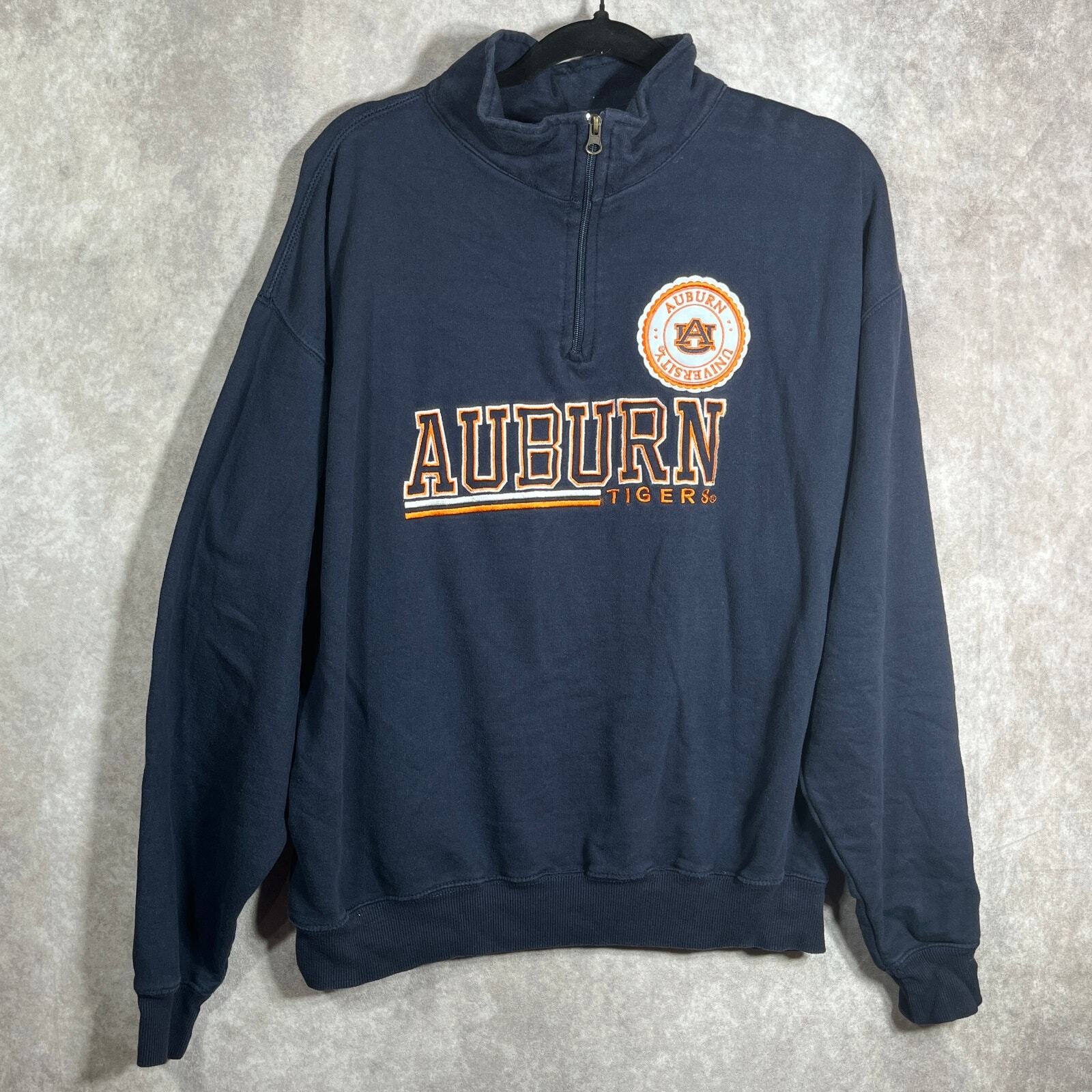 Auburn Tigers Sweatshirt Mens XL Blue Fleece Old Varsity Brand 1/4 Zip Pullover