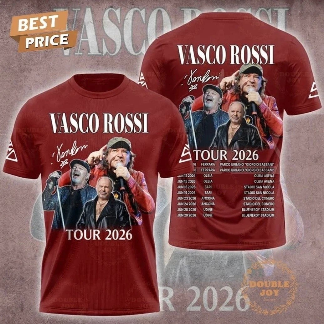 Vasco Rossi Tour 2026 Red Gift For Fan T Shirt Full Size BL2468