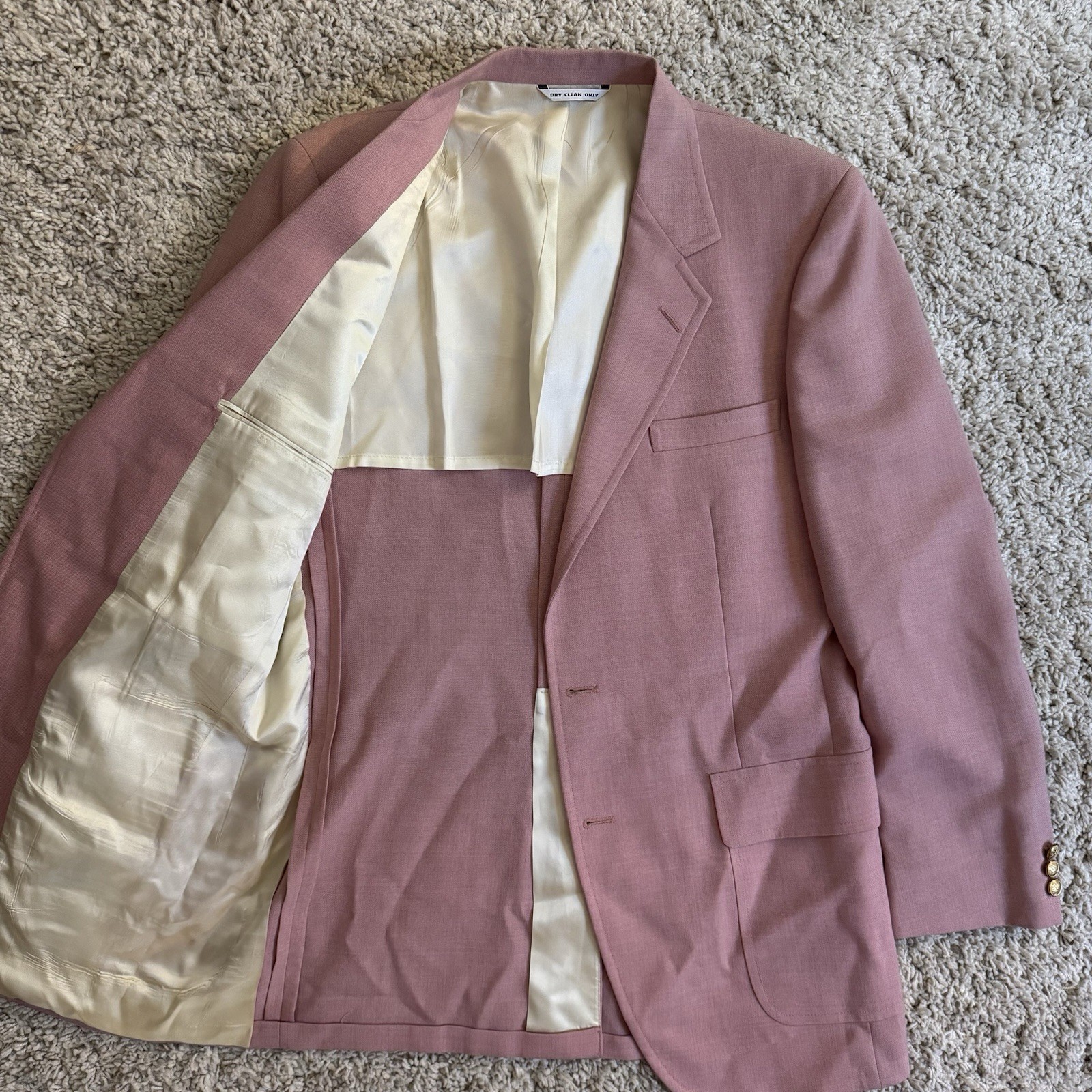 Vintage 60s 70s Mauve Pink Hopsack Summer Blazer 42R Palm Beach Jacket Sportcoat