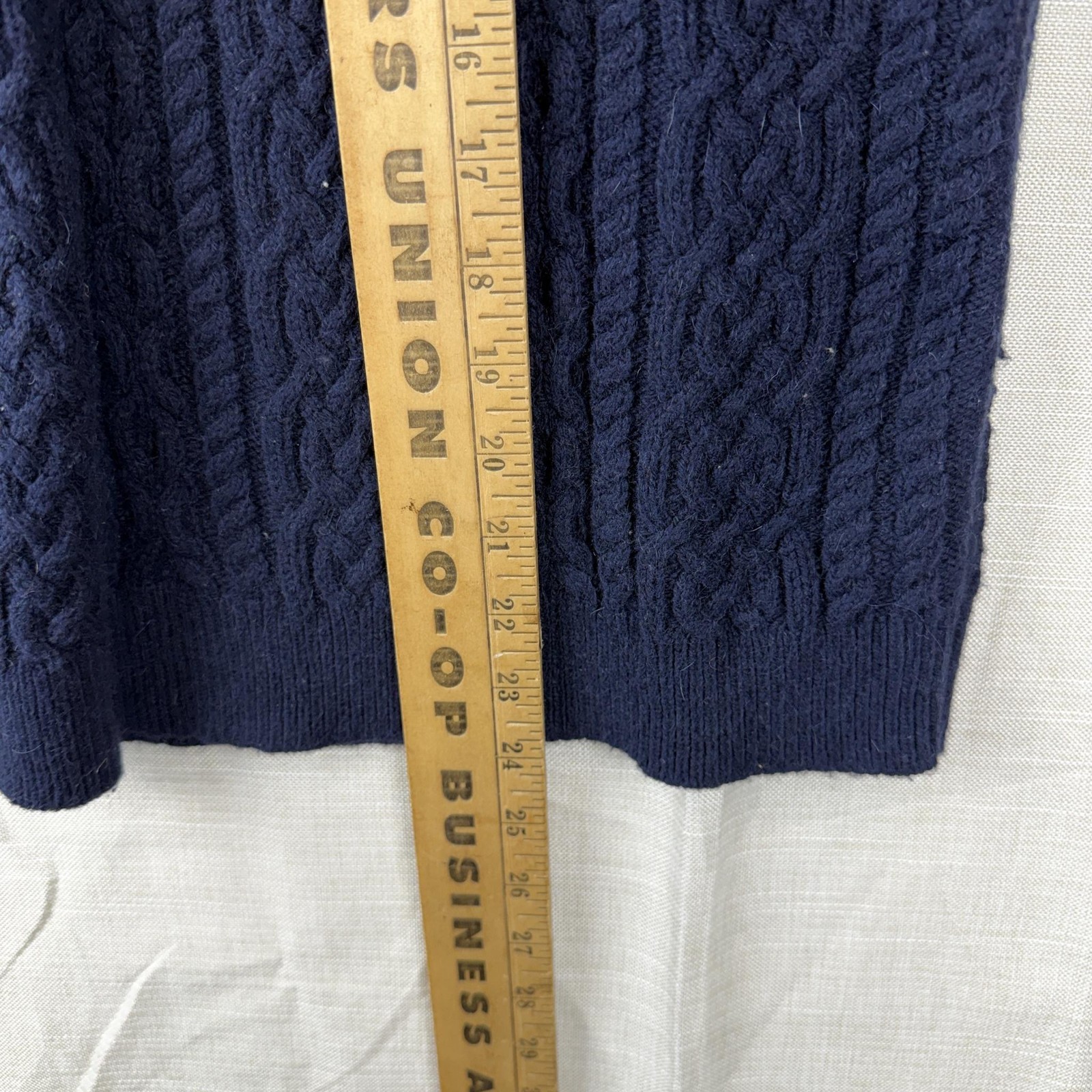 VTG Talbots Sweater Womens Petite P Blue Mock Neck Angora Cable Knit Pullover