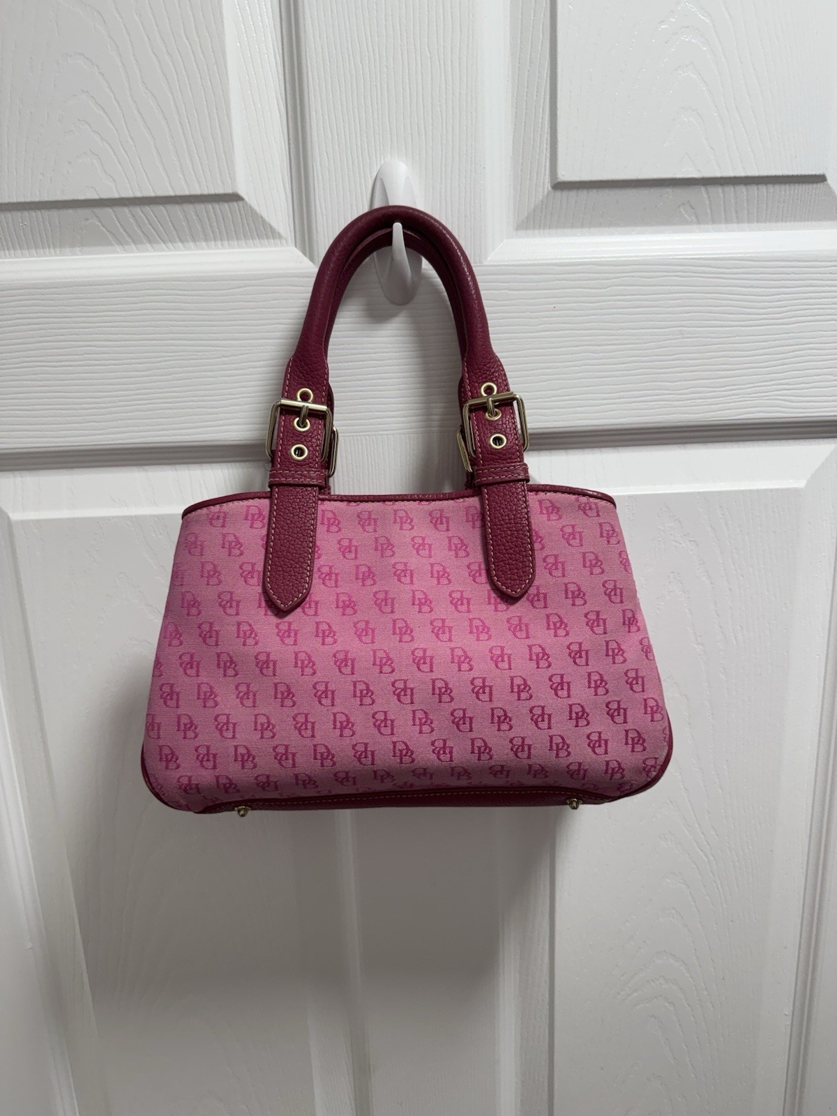 Dooney & Bourke Pink Monogram Satchel Top Handle Bag Double Handles
