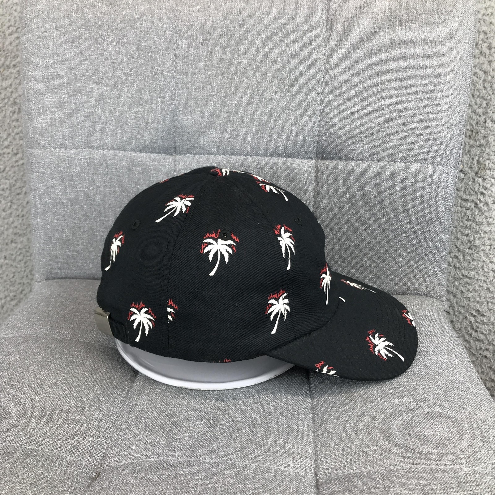 Palm Tree Embroidered Hat Cap Strap Back One Size Black Mens Tropical Beach