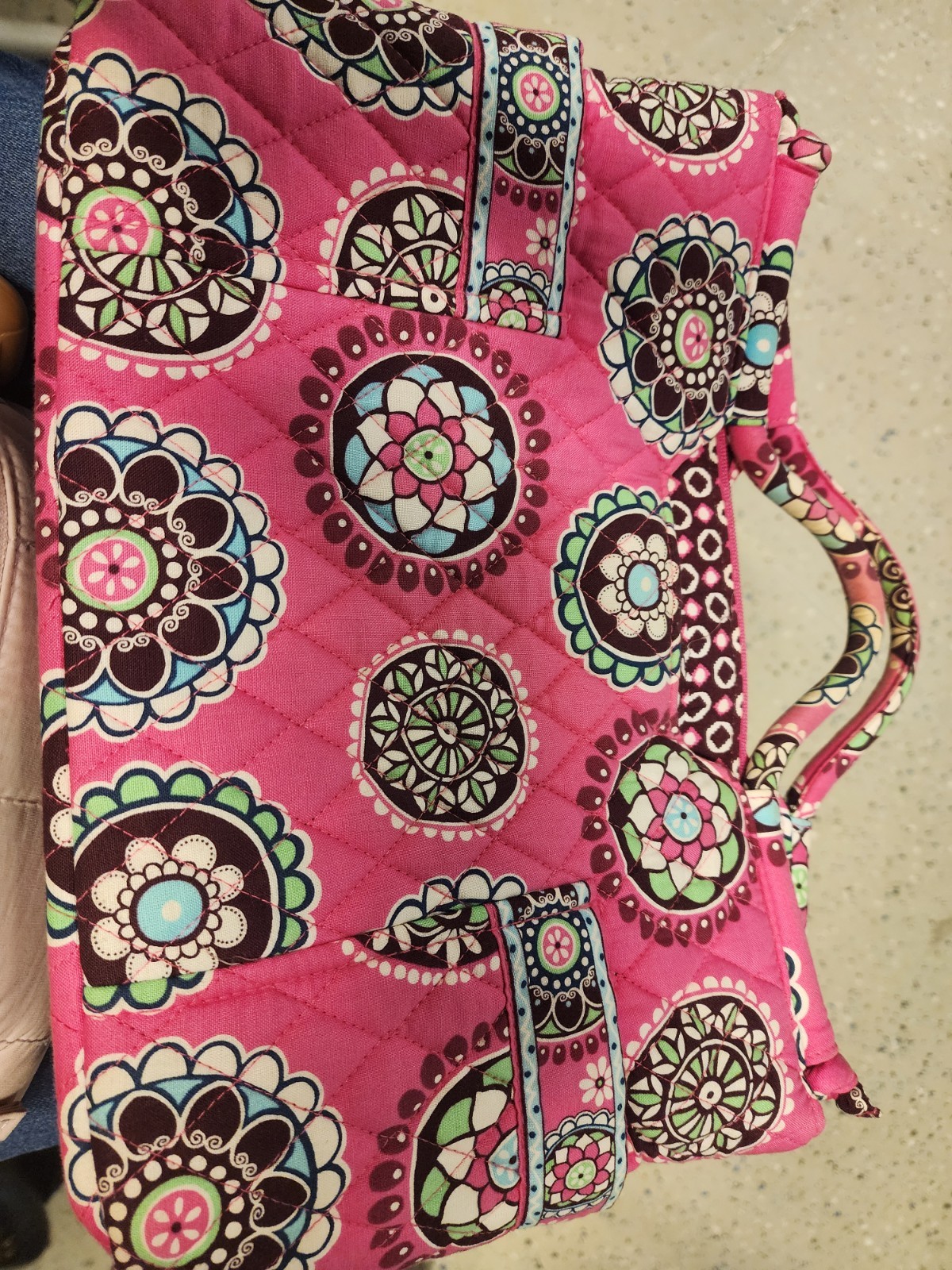 Vera Bradley Pink Multicolor Quilted Floral Tote Bag Zip Closure Inner Pockets