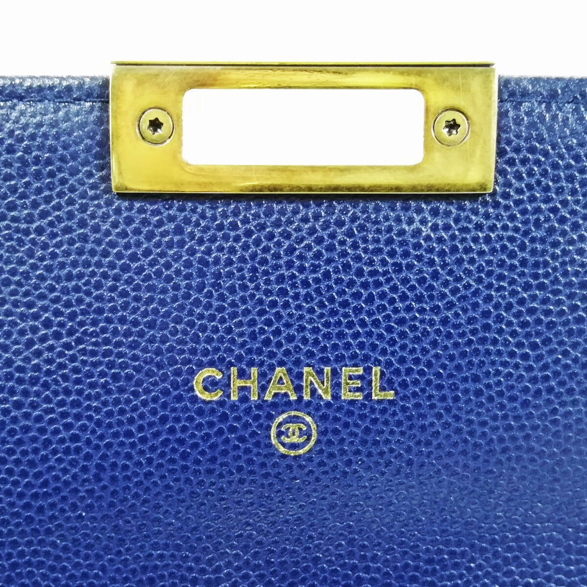 CHANEL Caviar Matelasse Long Wallet Blue Gold Chain Strap Coco Lock 7.48×4.13in