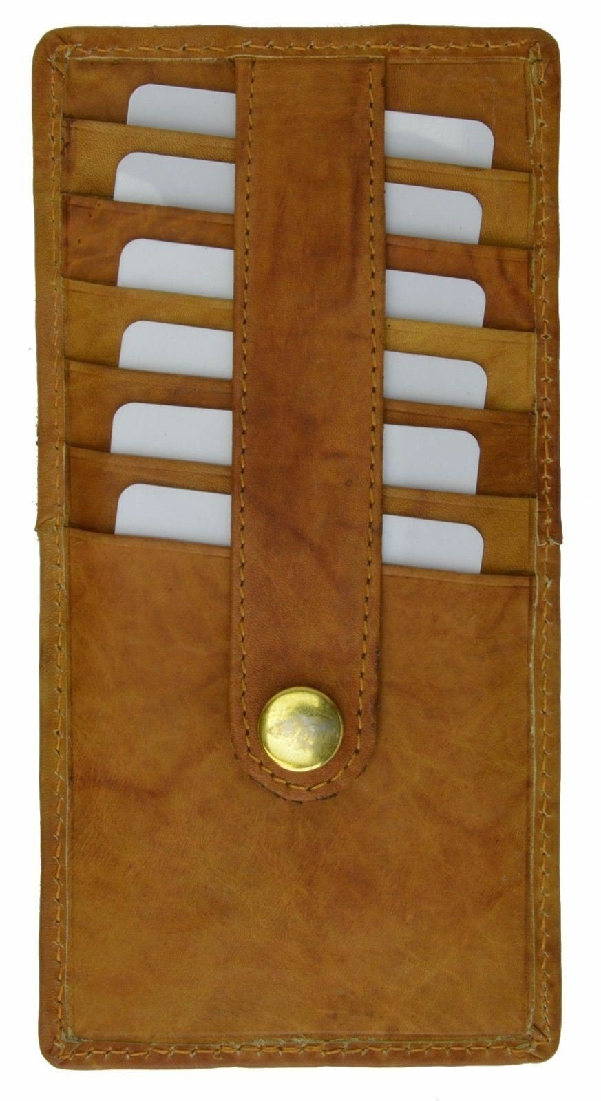 Genuine Leather Credit Card Holder Wallet Slim Thin Men’s Women’s Purse Tan New