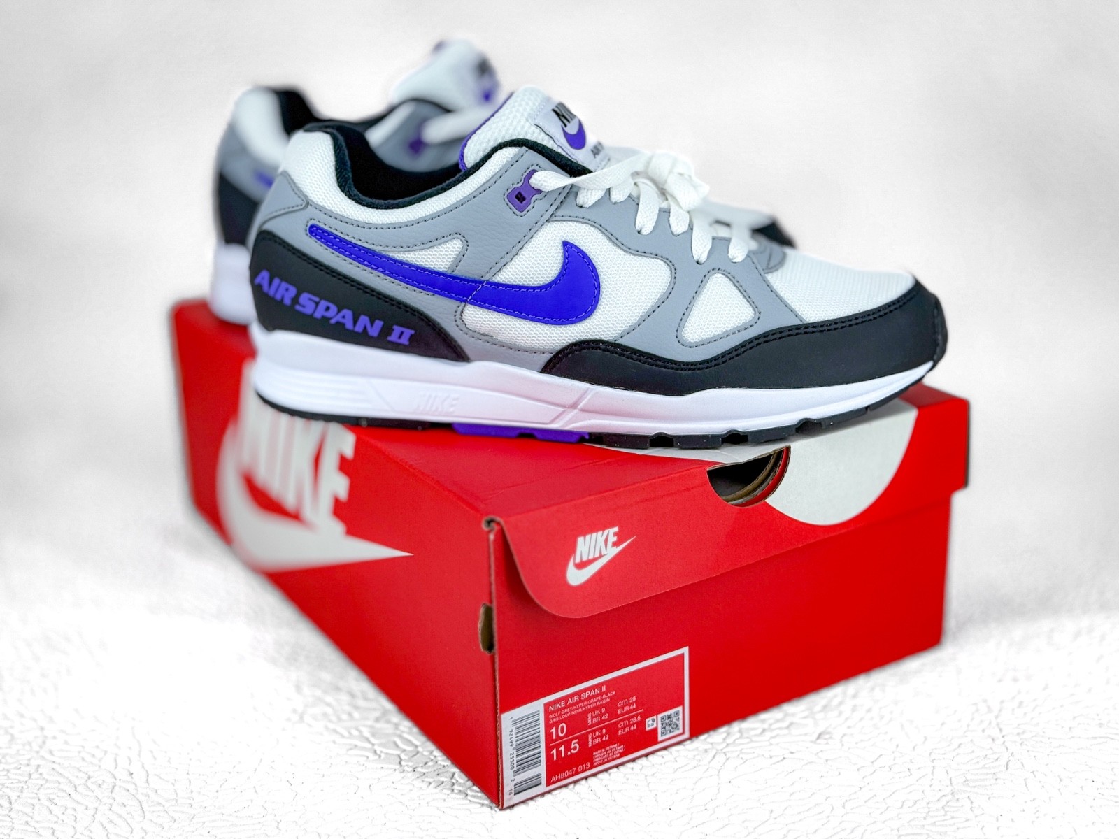 Nike Air Span 2 Wolf Grey Hyper Grape Black AH8047 013 Sizes 9-13 New With Box