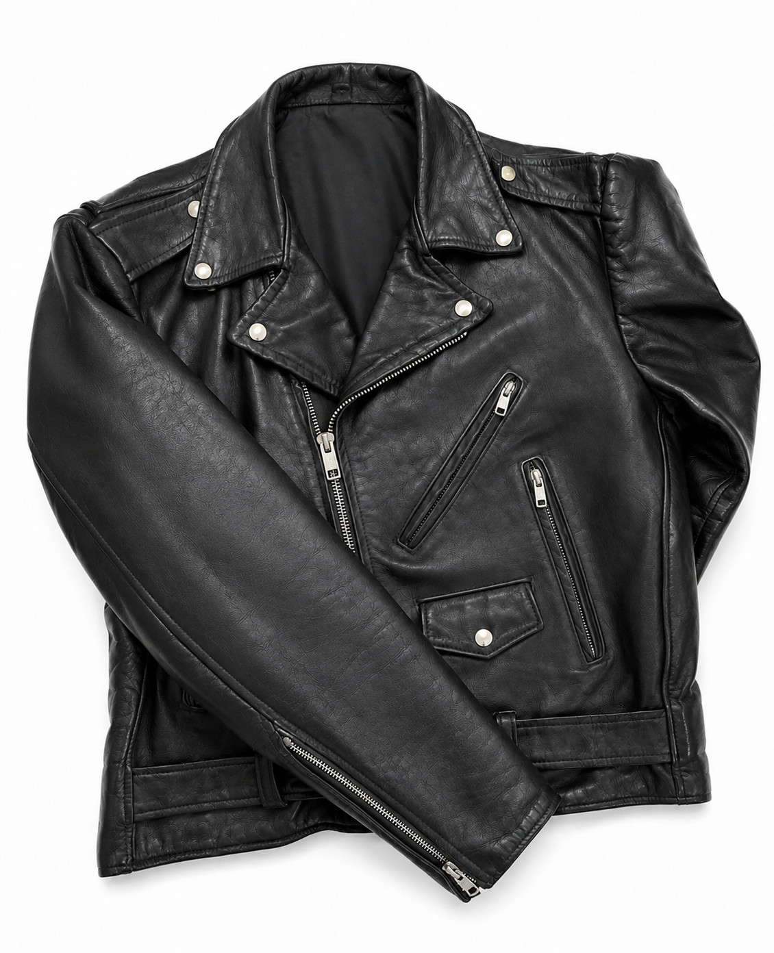 Men Black Leather Jacket Motorcycle Moto Punk Rock Genuine Leather Biker Jacket