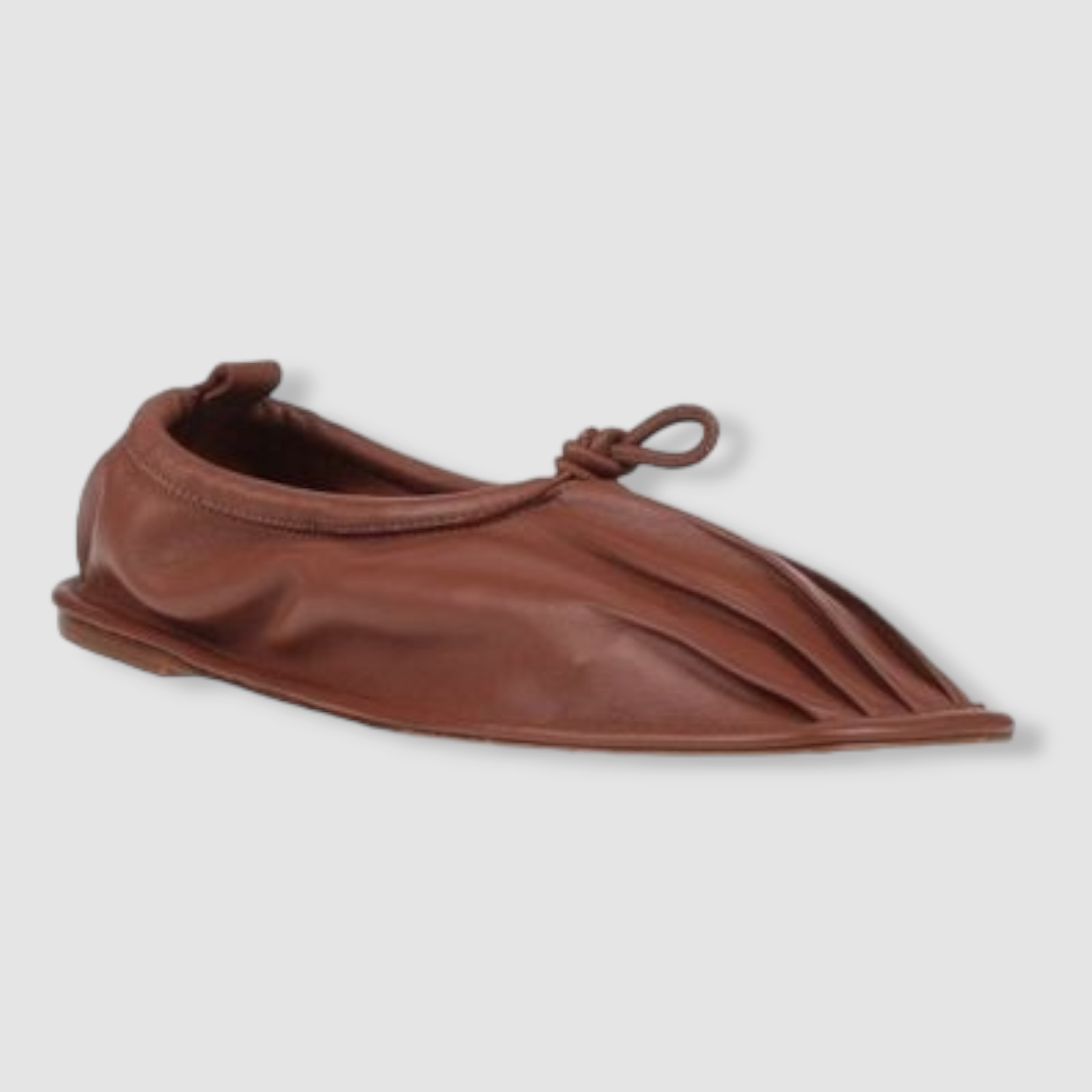 $365 Hereu Women’s Brown Puntera Pleat-Toe Ballet Flat Shoes Size EU 35/US 5