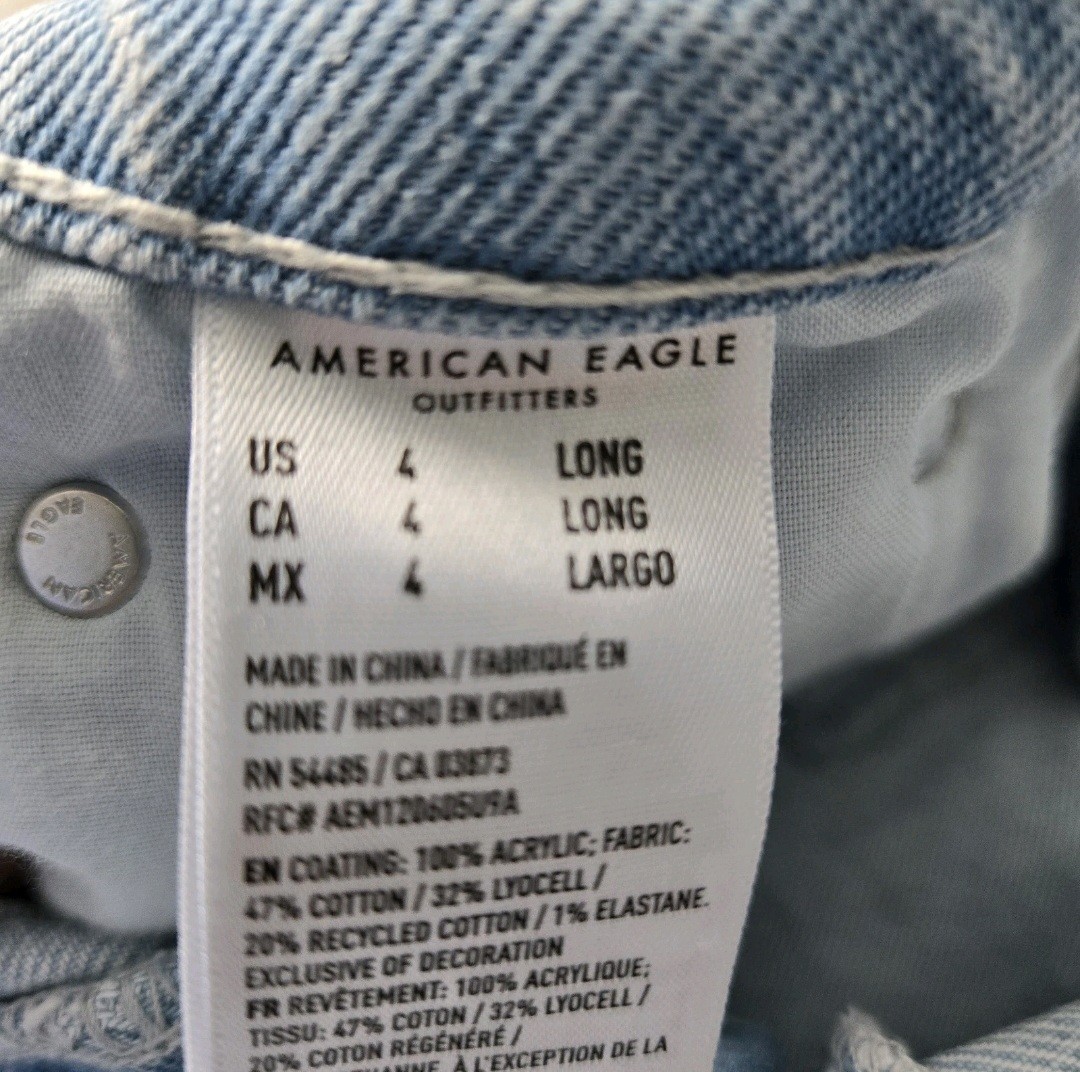 American Eagle Stovepipe Jeans Womens 4 Long High Rise Metallic Side Stripe