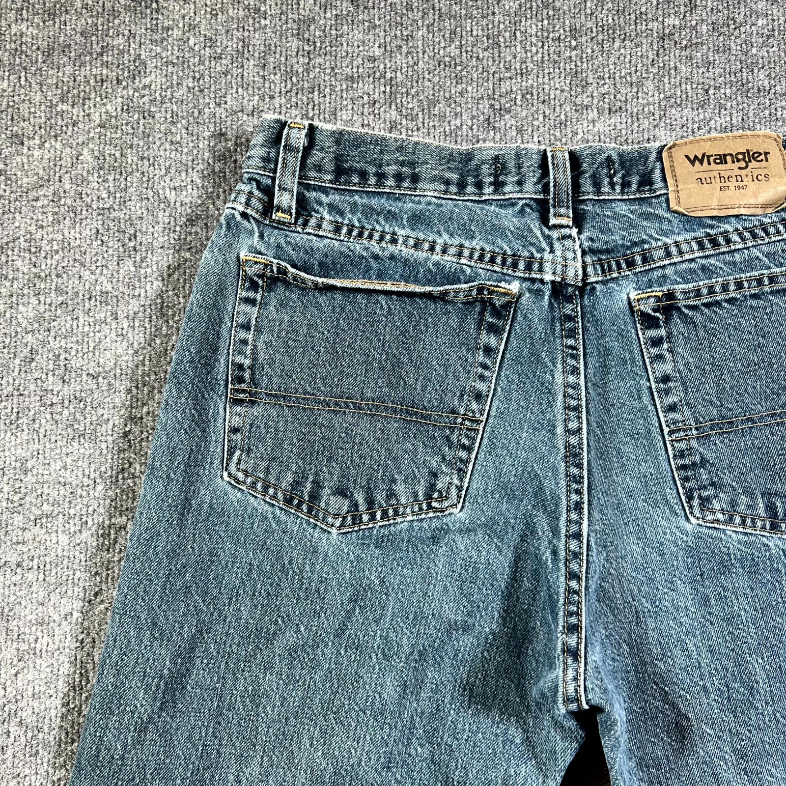 Wrangler Authentics Jeans Mens 32×30 Blue Denim Cotton Regular Fit Straight Leg