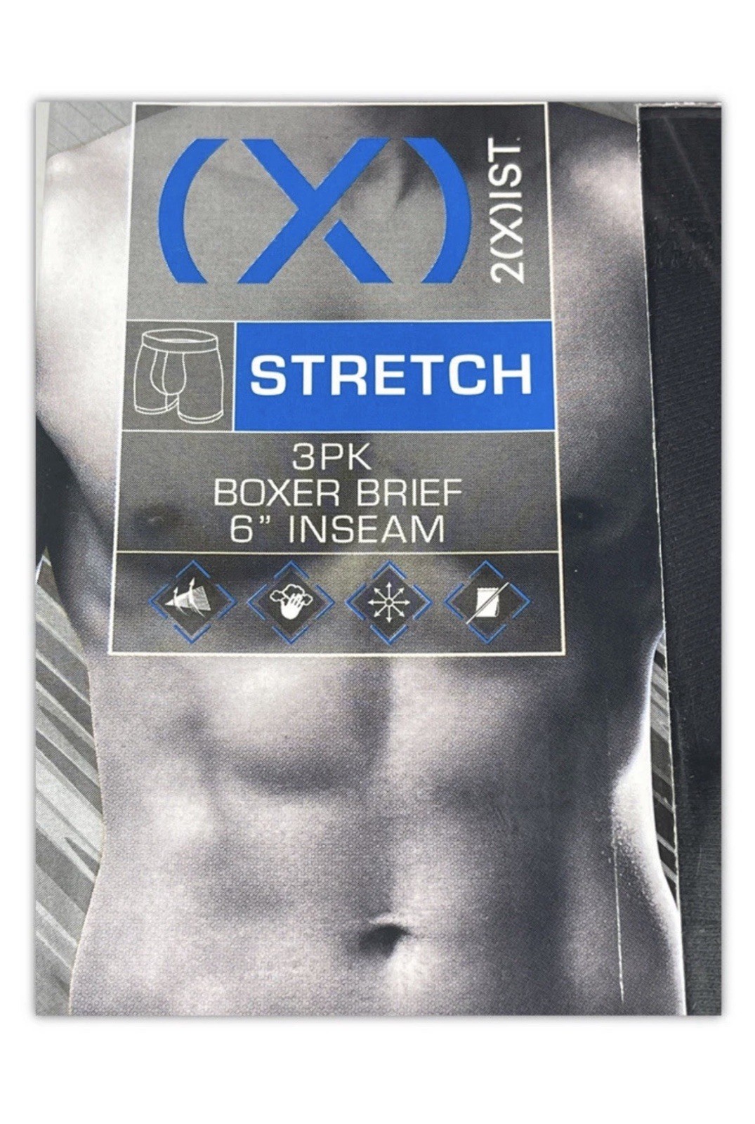 NWT 2(X)IST. 3 Pack. Men’s Stretch Boxer Briefs 6″. Blue Multi. MSRP $42.00