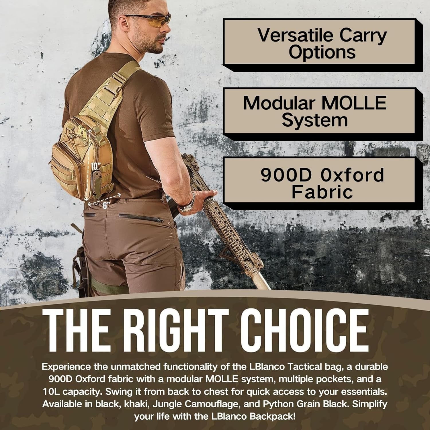 Tactical Sling Shoulder Backpack Outdoor MOLLE Military Men Crossbody Chest Bag