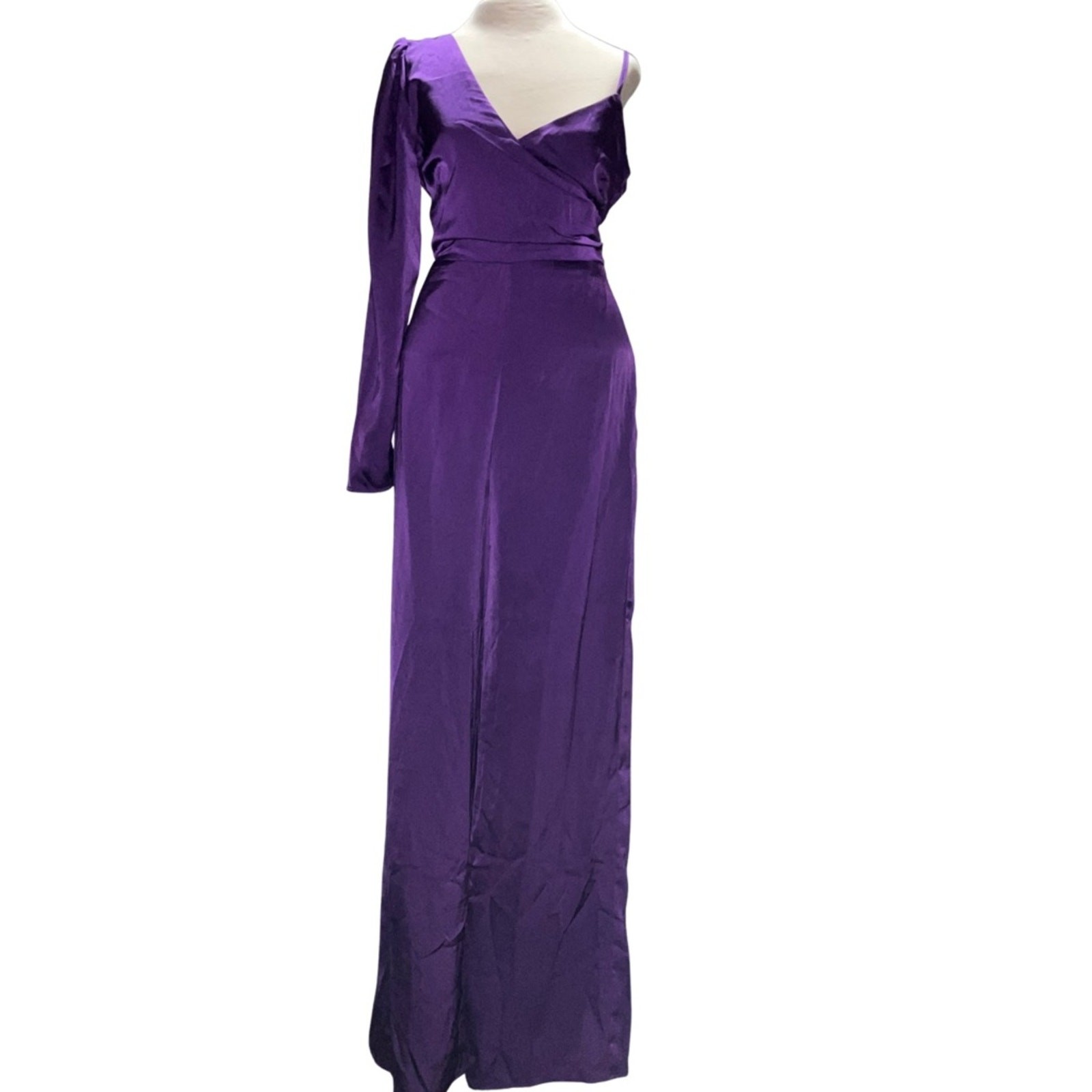 Lulus Royal Purple One Shoulder Wide Leg Satin Jumpsuit NWT S Sirencore dopamine