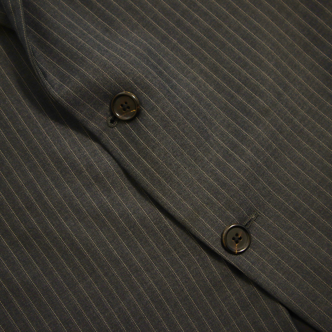 Bespoke Hickey Freeman 2 Piece Suit 46S Gray Pinstripe Surgeon Cuff Dual Vent