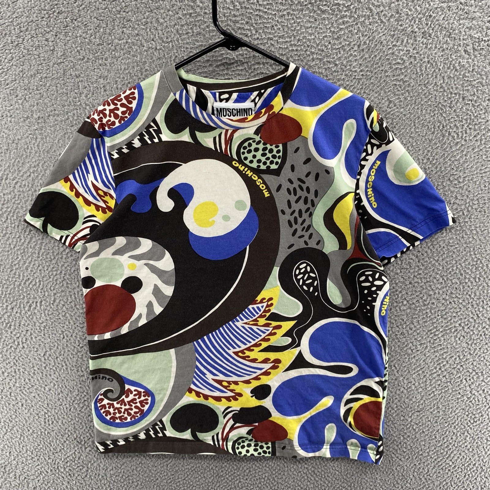 Moschino T Shirt Mens Large Multicolor Abstract Graphic Couture Made In Italy