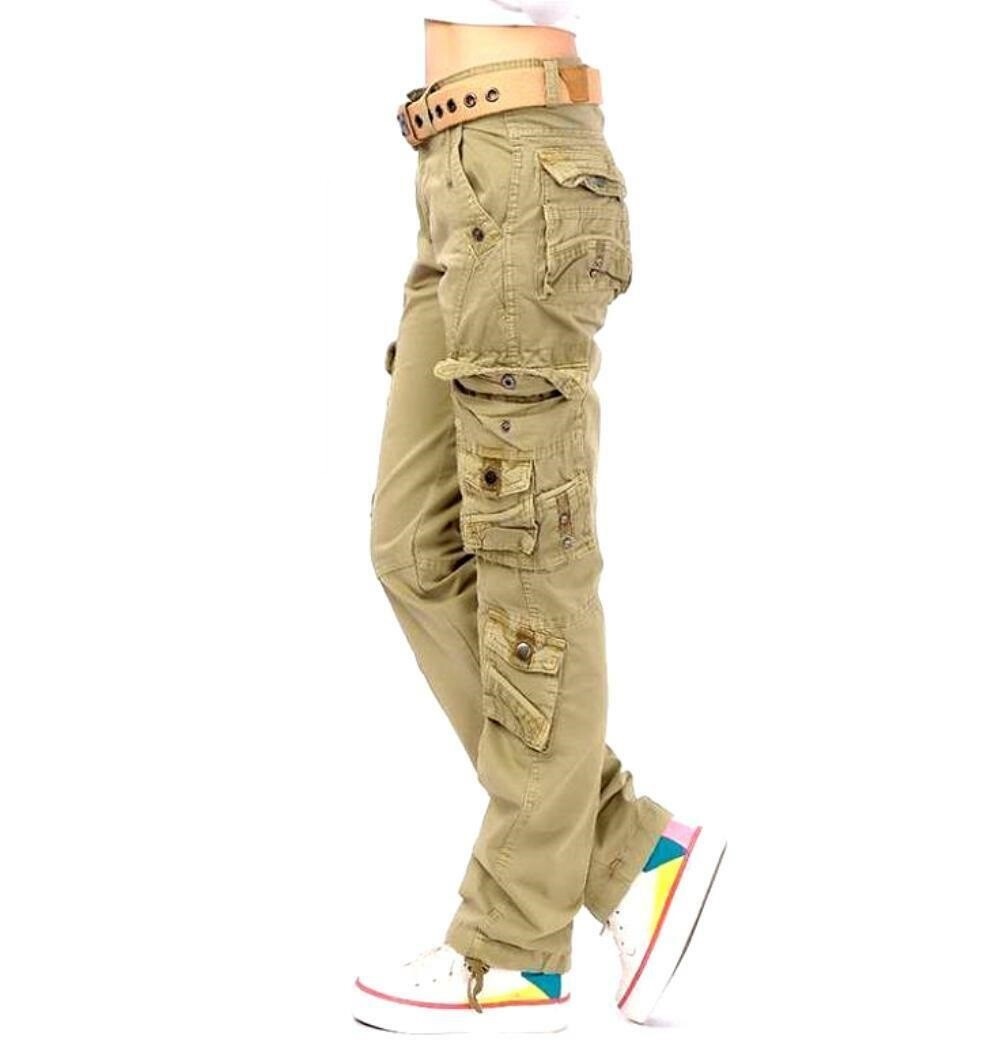 Womens Hipster Military Cargo Pocket Combat Trousers Leisure Army Casual PANTS