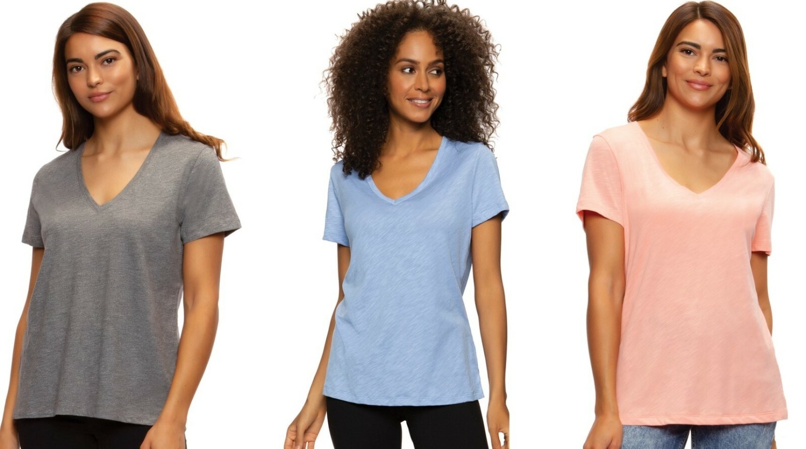 New Felina Women Slub Jersey V-Neck Tee Short Sleeve T-Shirt