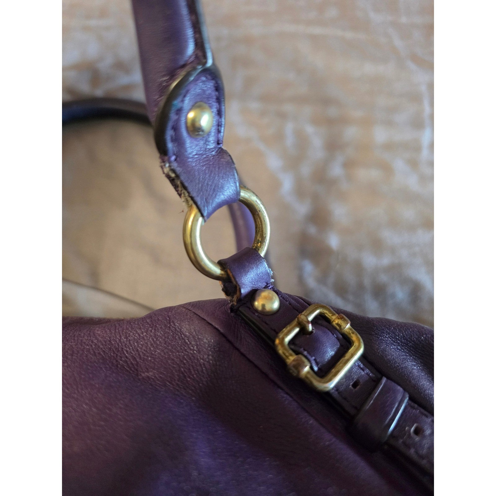 Coach Madison Sophia Purple Leather Satchel Shoulder Bag Gold Hardware 18609