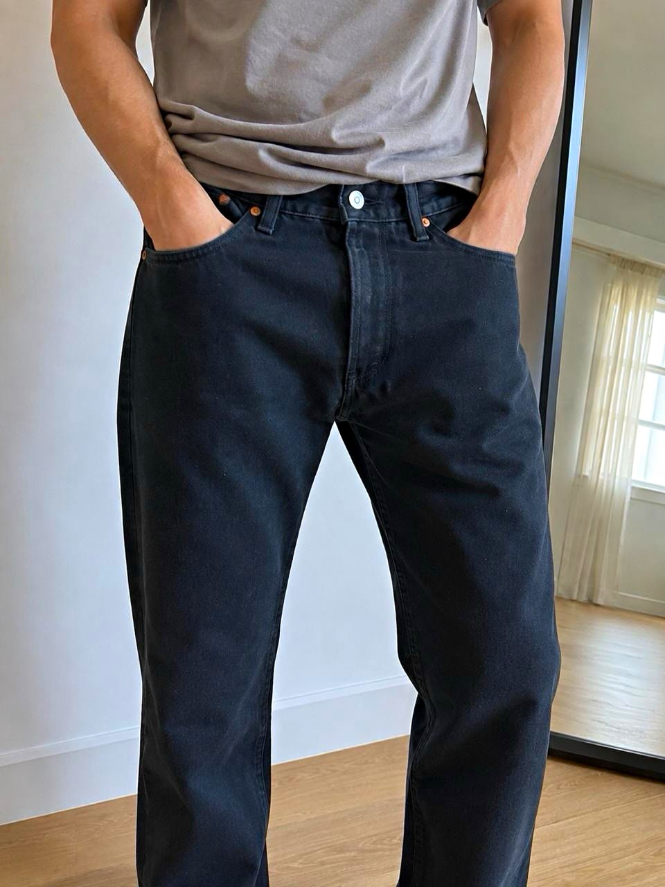 Levi’s 527 Slim Bootcut Jeans Men Size 31×34 Black Denim Pants Low Rise
