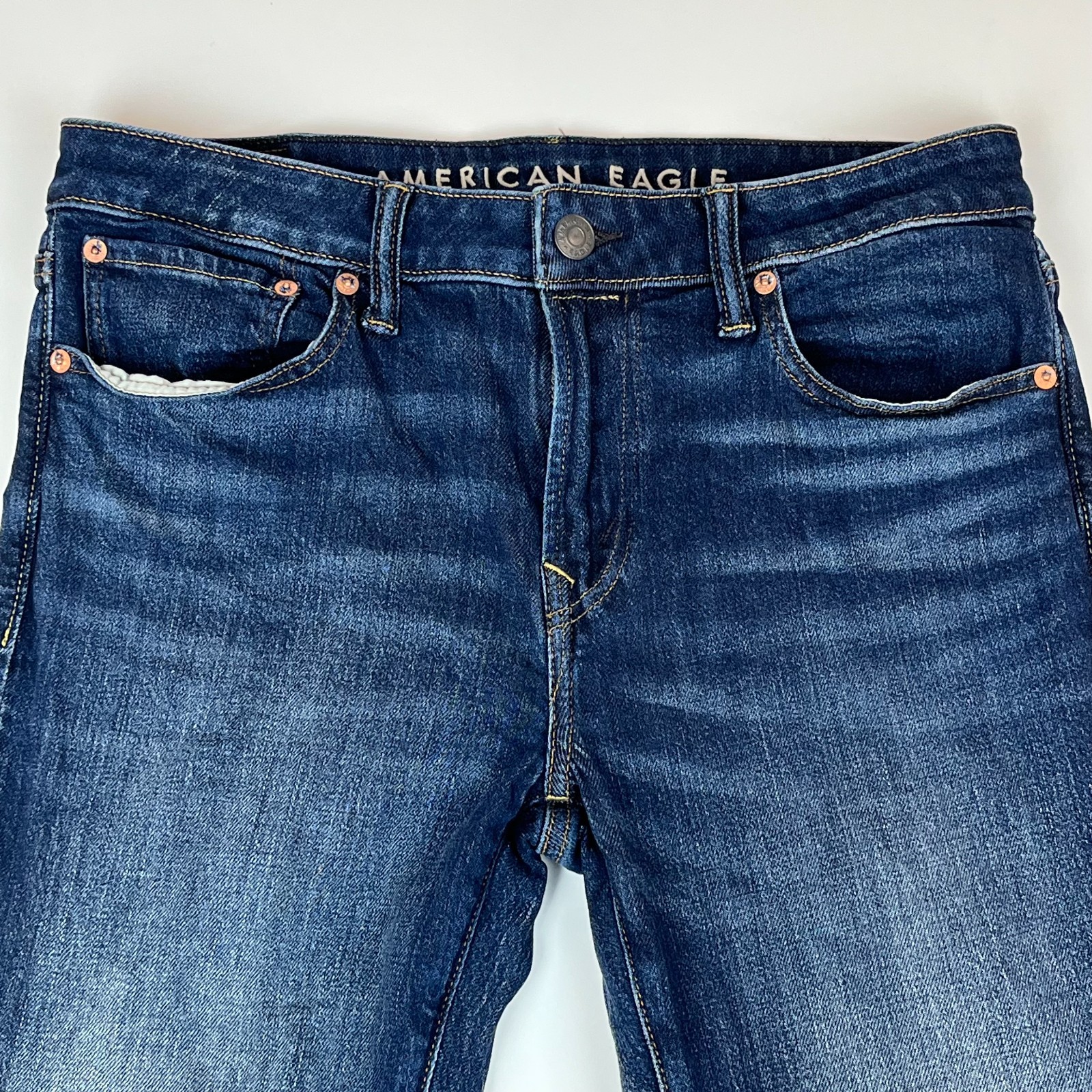 AMERICAN EAGLE AirFlex Plus Jeans Mens 32×32 Blue Stretch Slim Denim Hemmed